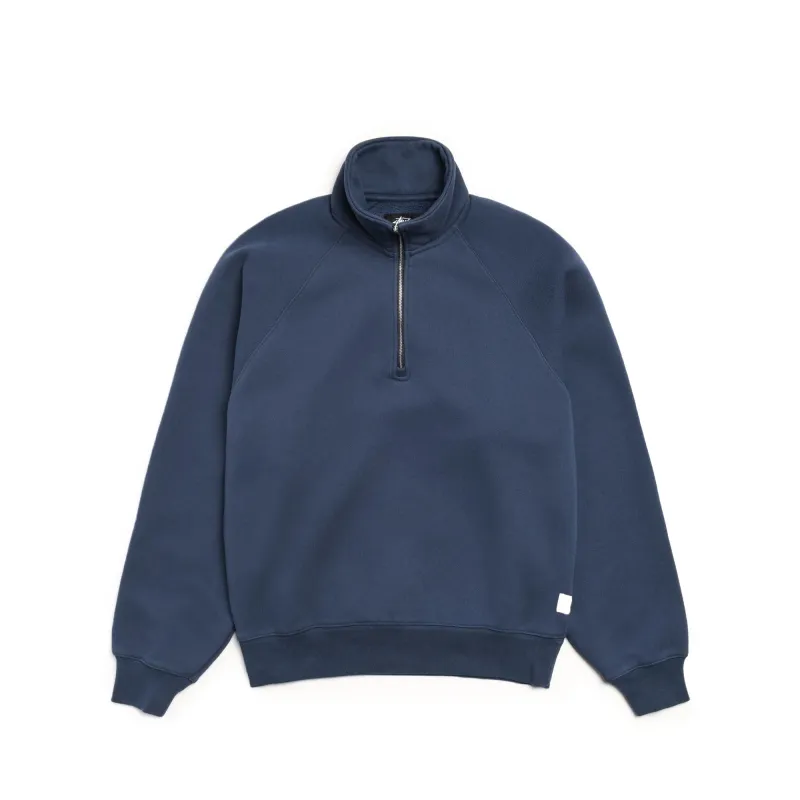 Stussy Fleece Raglan Zip Mock 'Navy' sold by ROOTED
