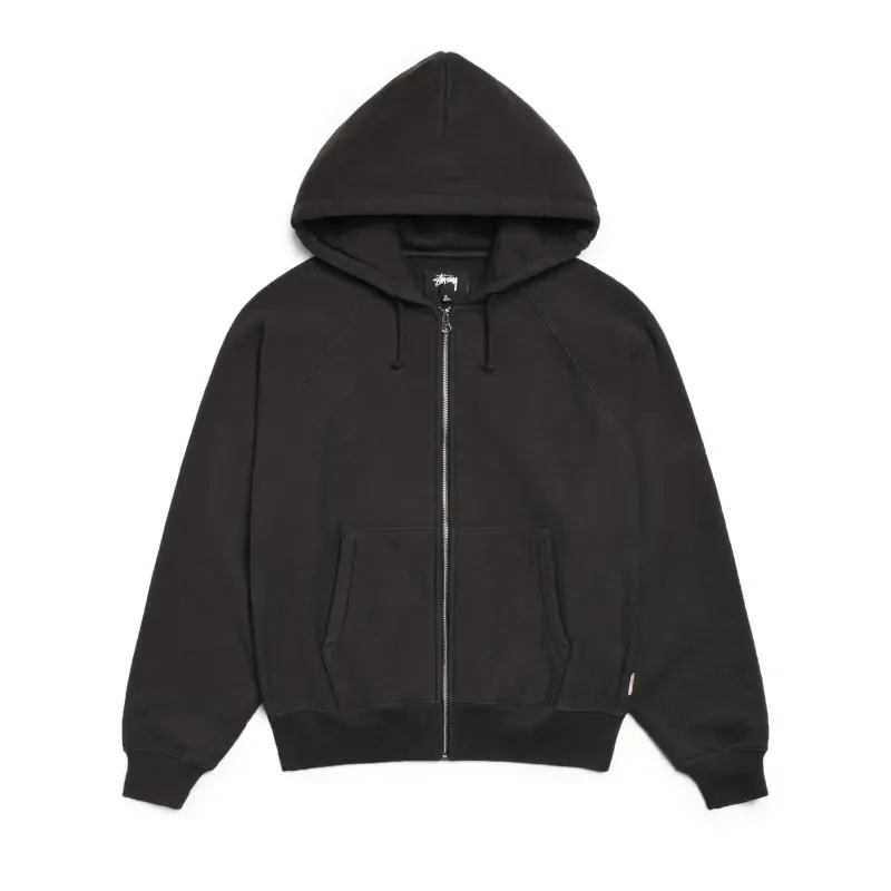 Stussy Raglan Zip Hoodie 'Washed Black' sold by ROOTED