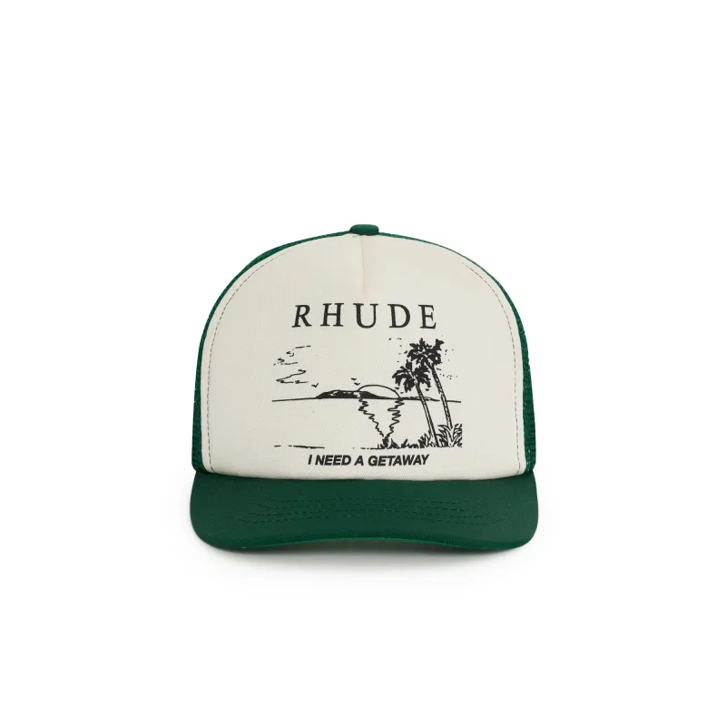 Rhude Getaway Trucker Hat 'Green/White' made by Rhude