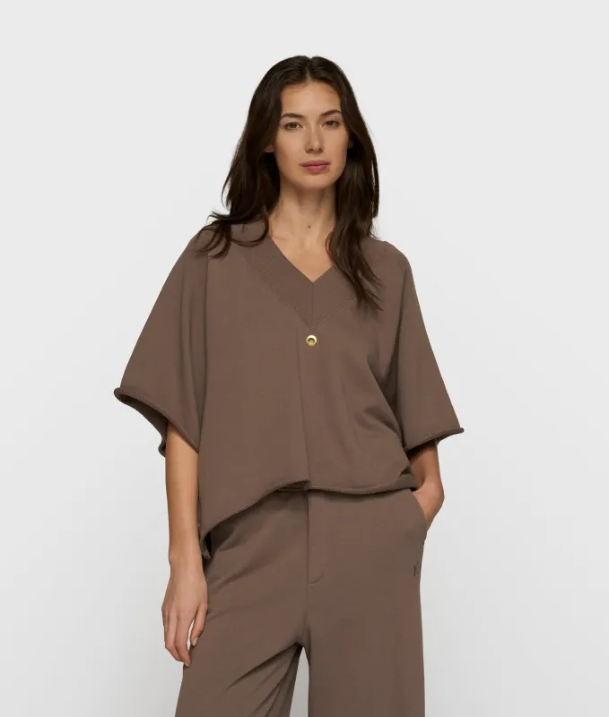 short sleeve sweater v-neck | moonrock made by 10days