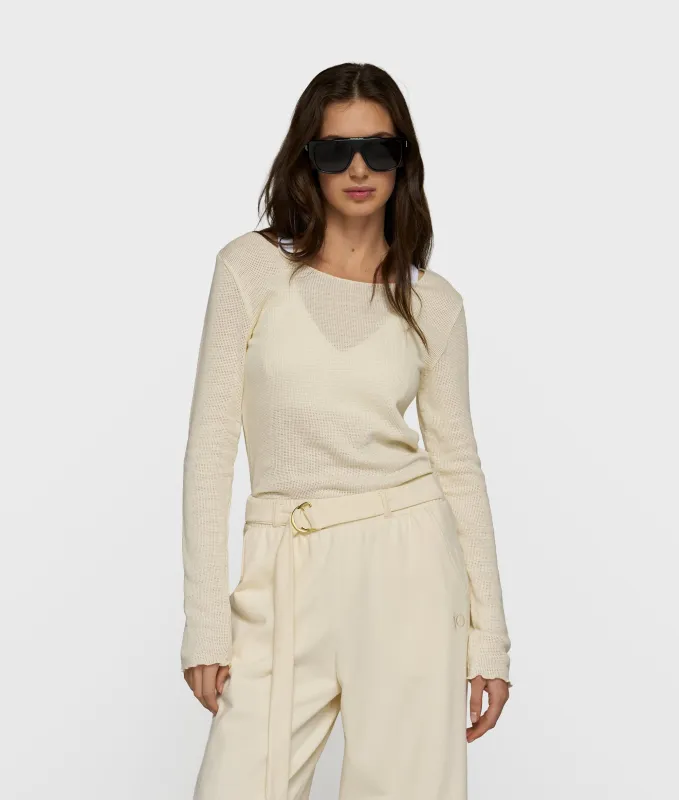 long sleeve tee mesh | soft vanilla made by 10days