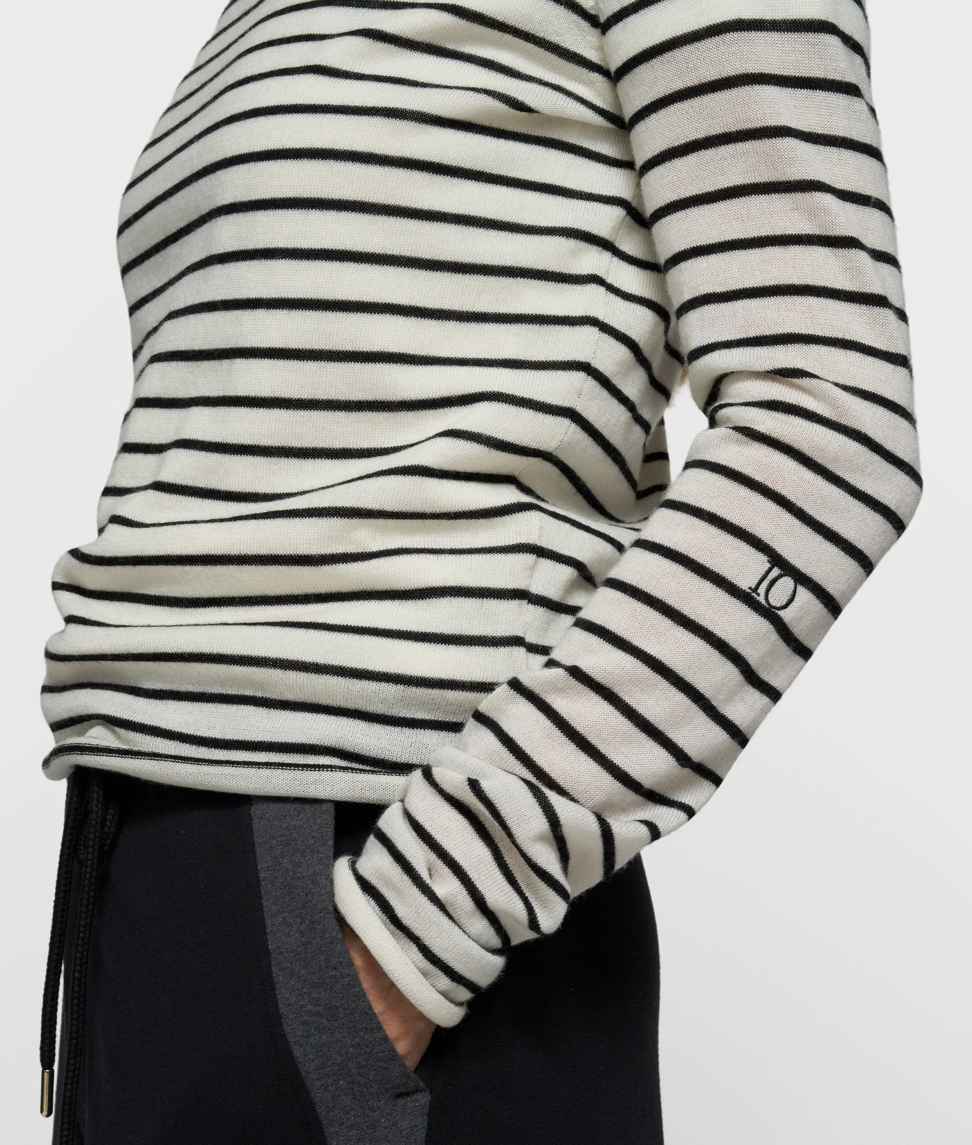 fine knit sweater stripes | ecru/black sold by 10days product image thumbnail 2