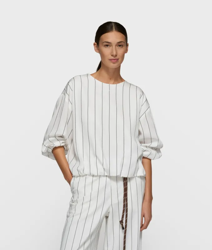 balloon blouse pinstripe | ecru made by 10days