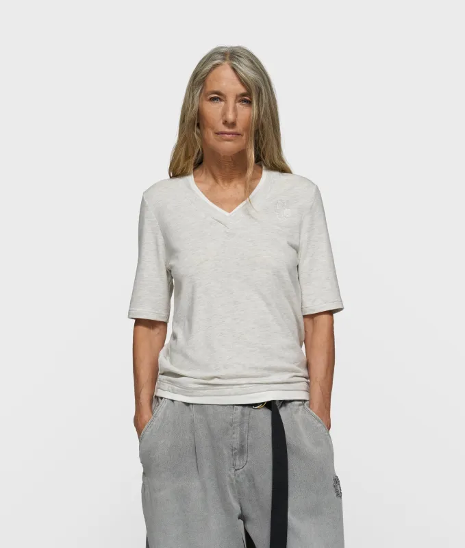double layer v-neck tee | soft white melee made by 10days