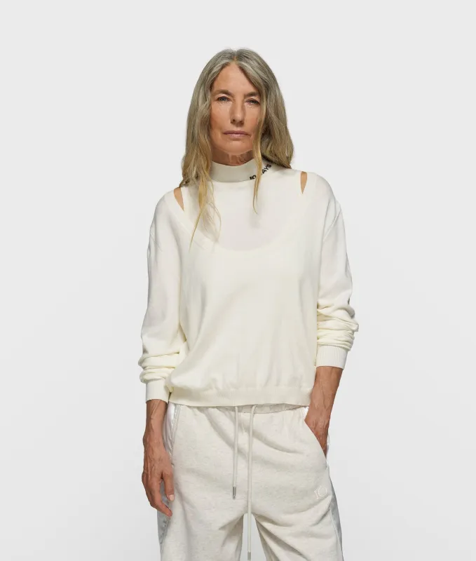 deep neck knit sweater | ecru made by 10days