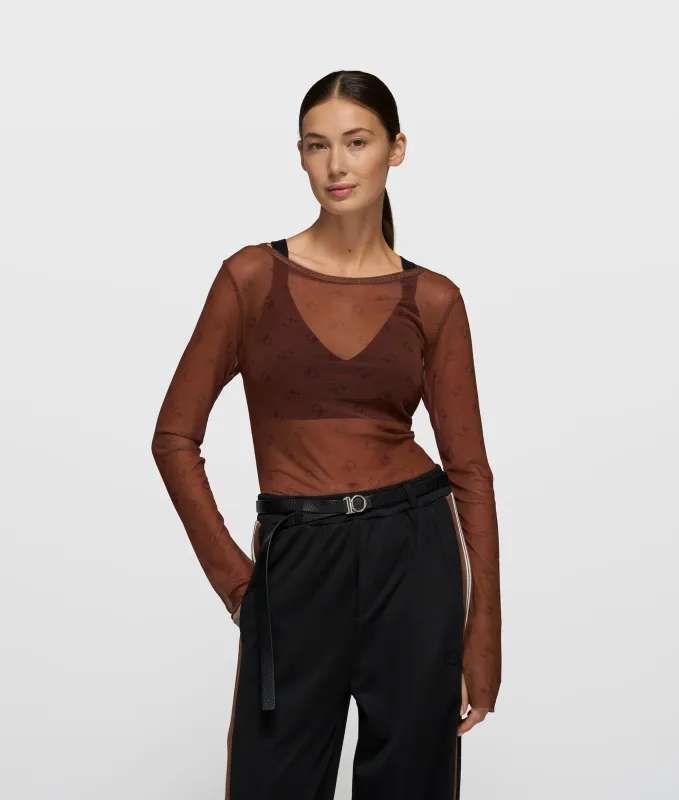 mesh long sleeve monogram | dark truffle made by 10days