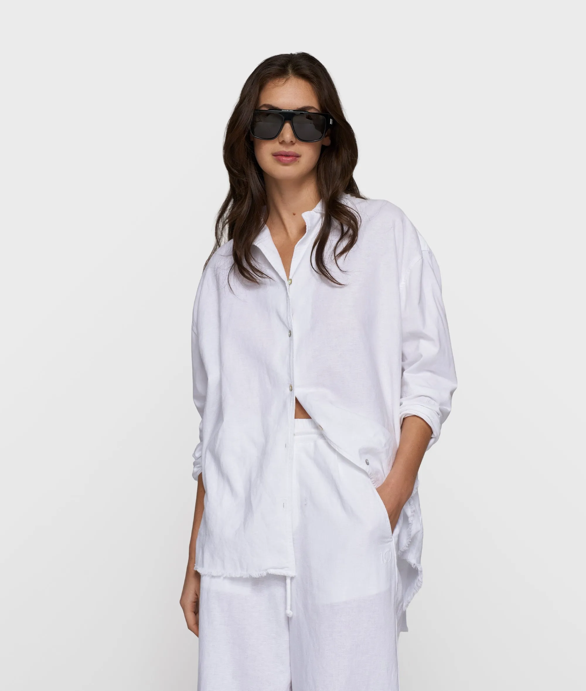 cotton linen blouse | white sold by 10days