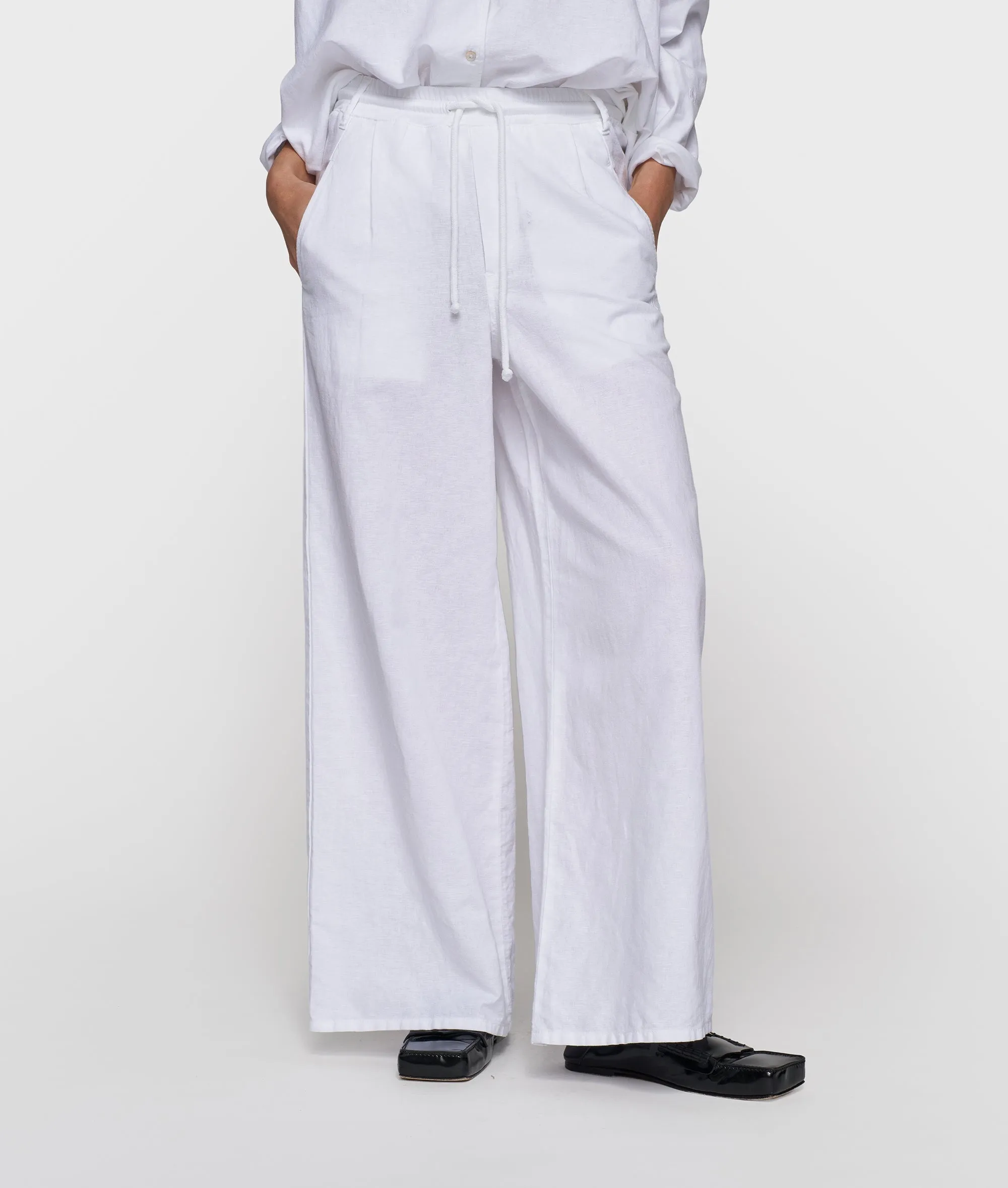 cotton linen pants | white sold by 10days product image thumbnail 2