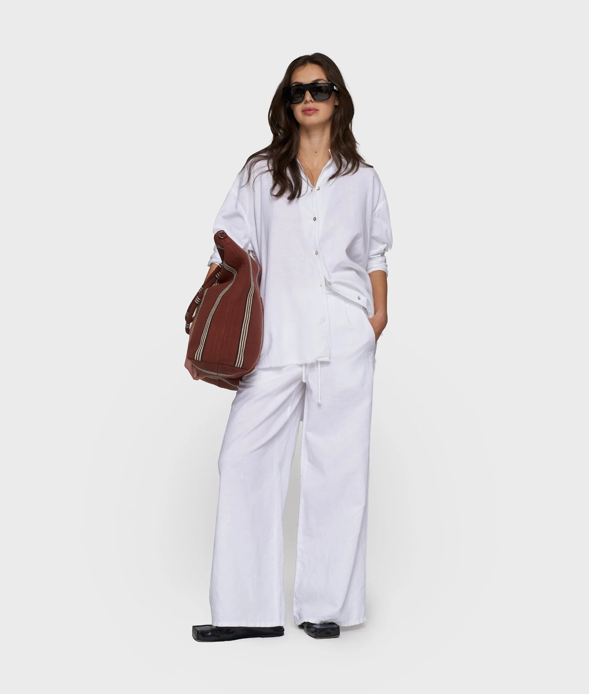 cotton linen pants | white sold by 10days