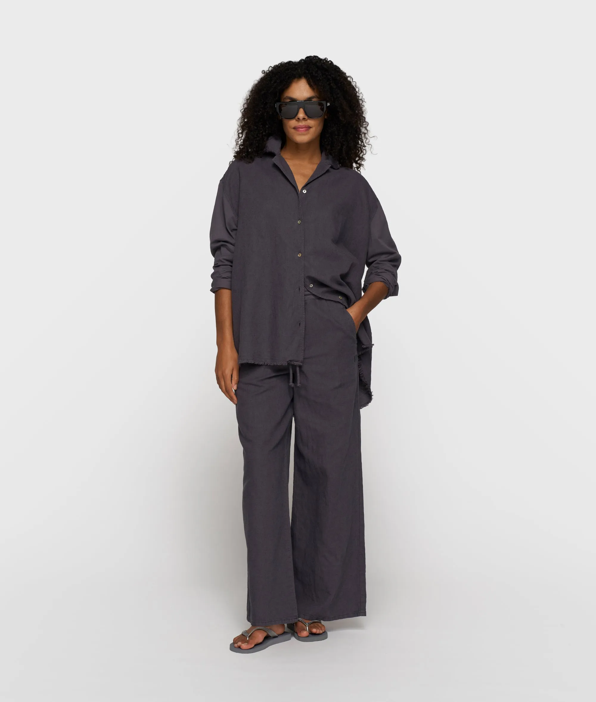 cotton linen blouse | steel blue sold by 10days product image thumbnail 3