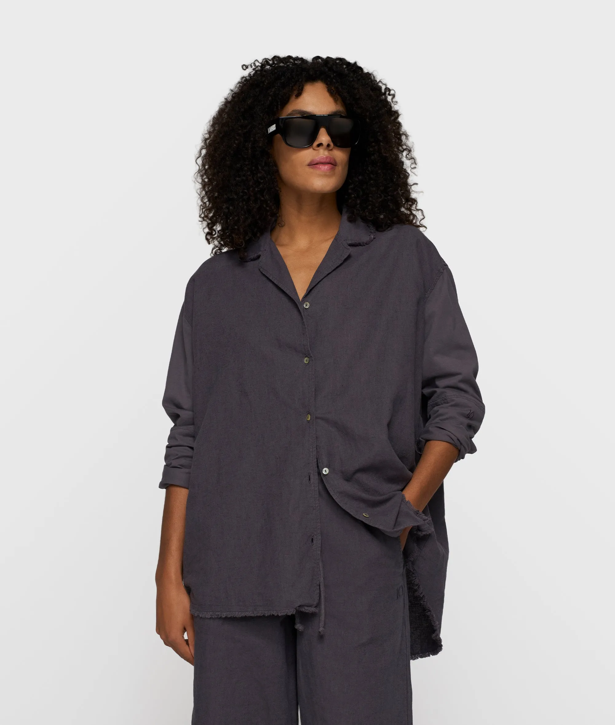 cotton linen blouse | steel blue sold by 10days