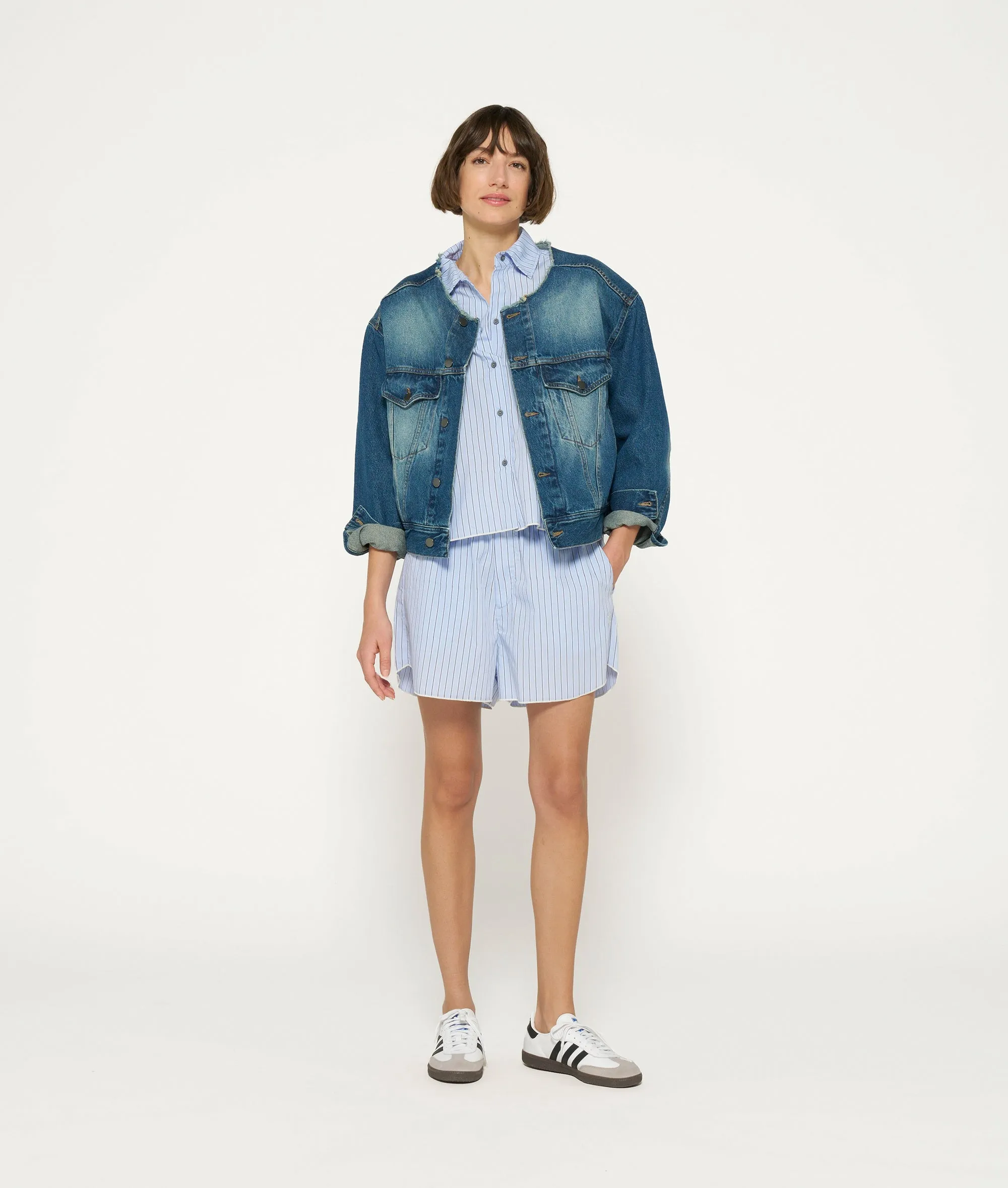 denim logo jacket | blue denim sold by 10days