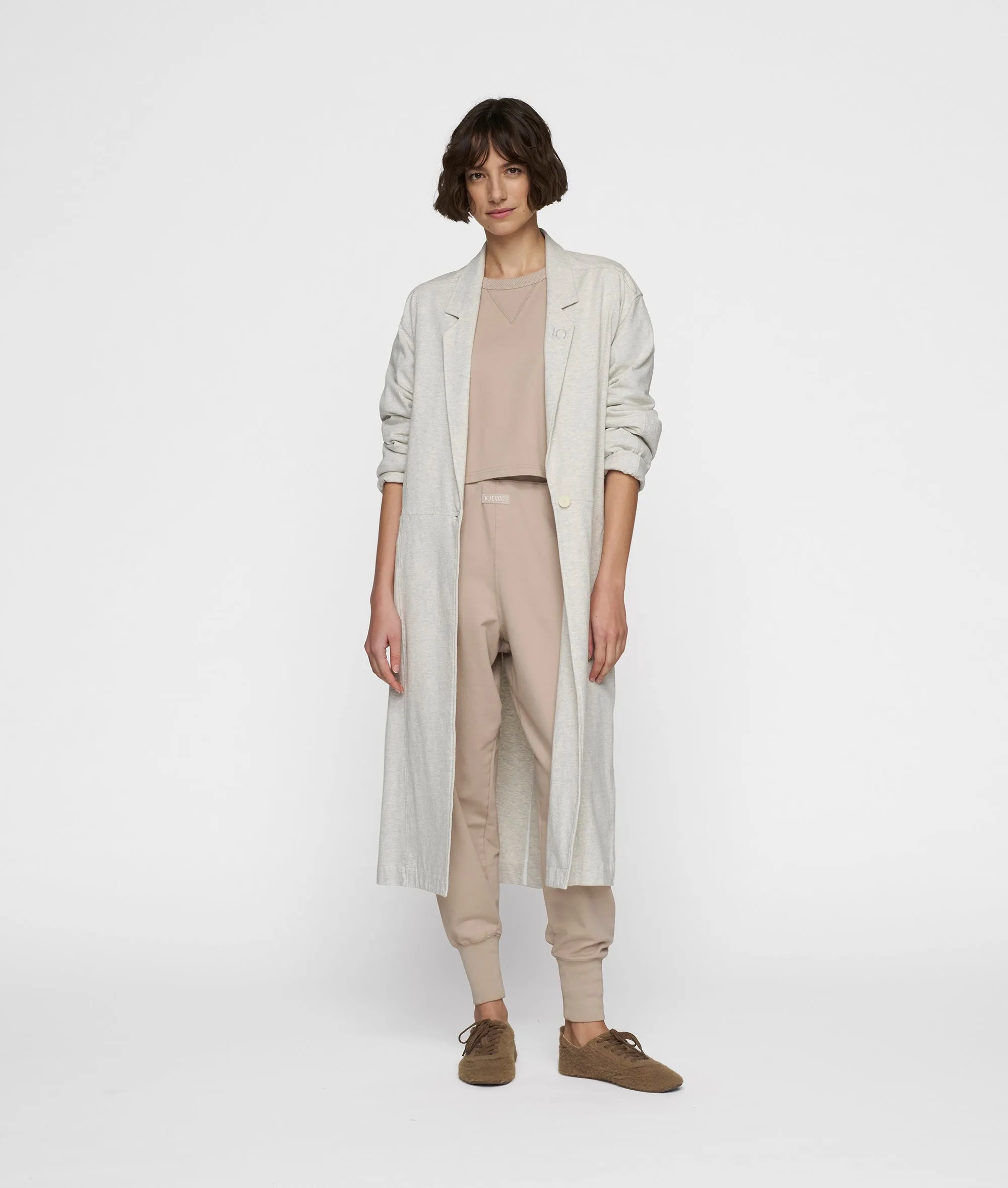 long blazer jersey | light grey melee sold by 10days