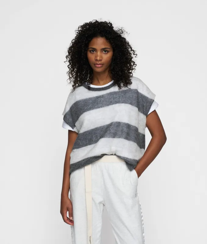 thin knit tee | antra melee/white grey melee made by 10days
