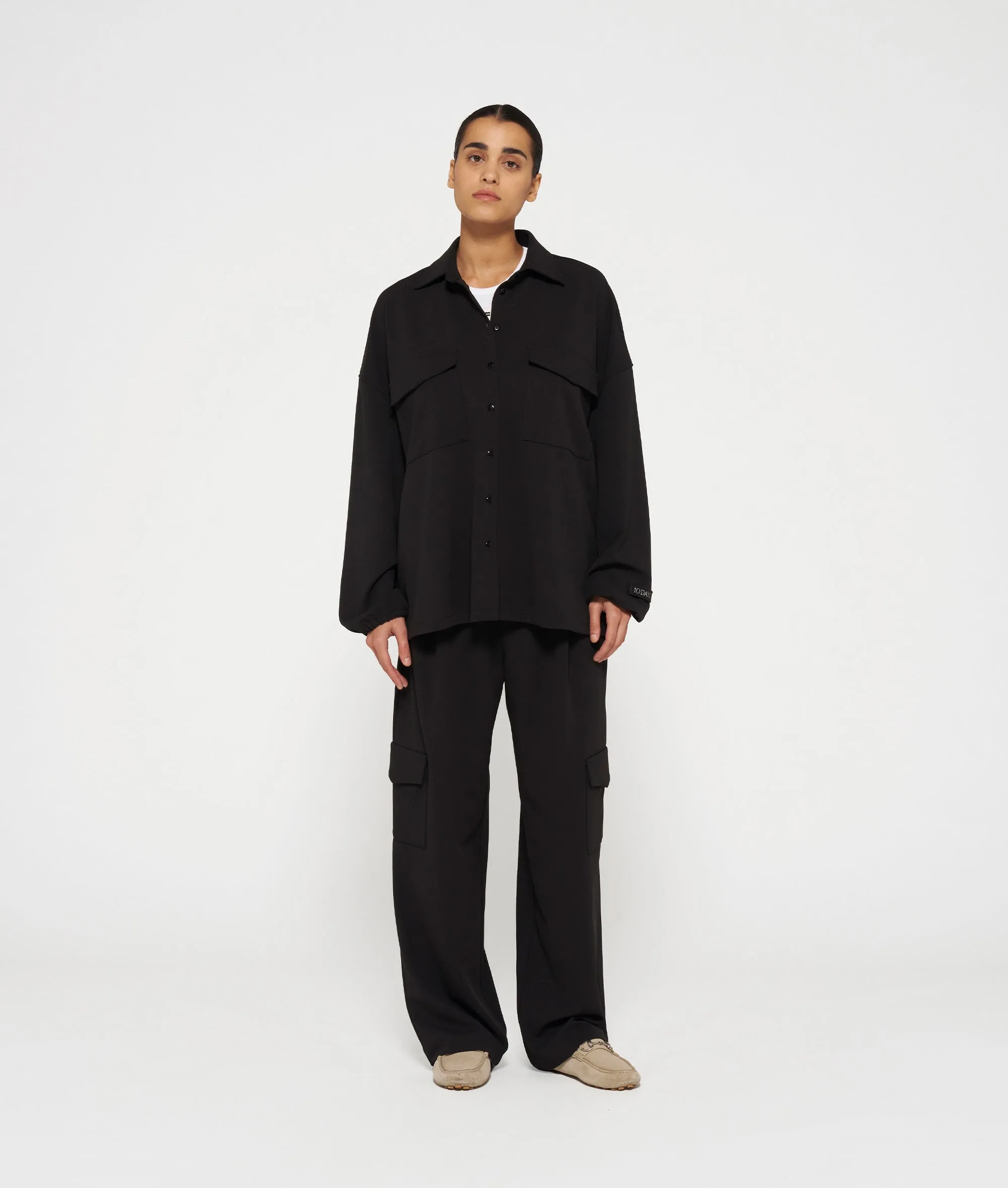 cargo pants crepe | black sold by 10days