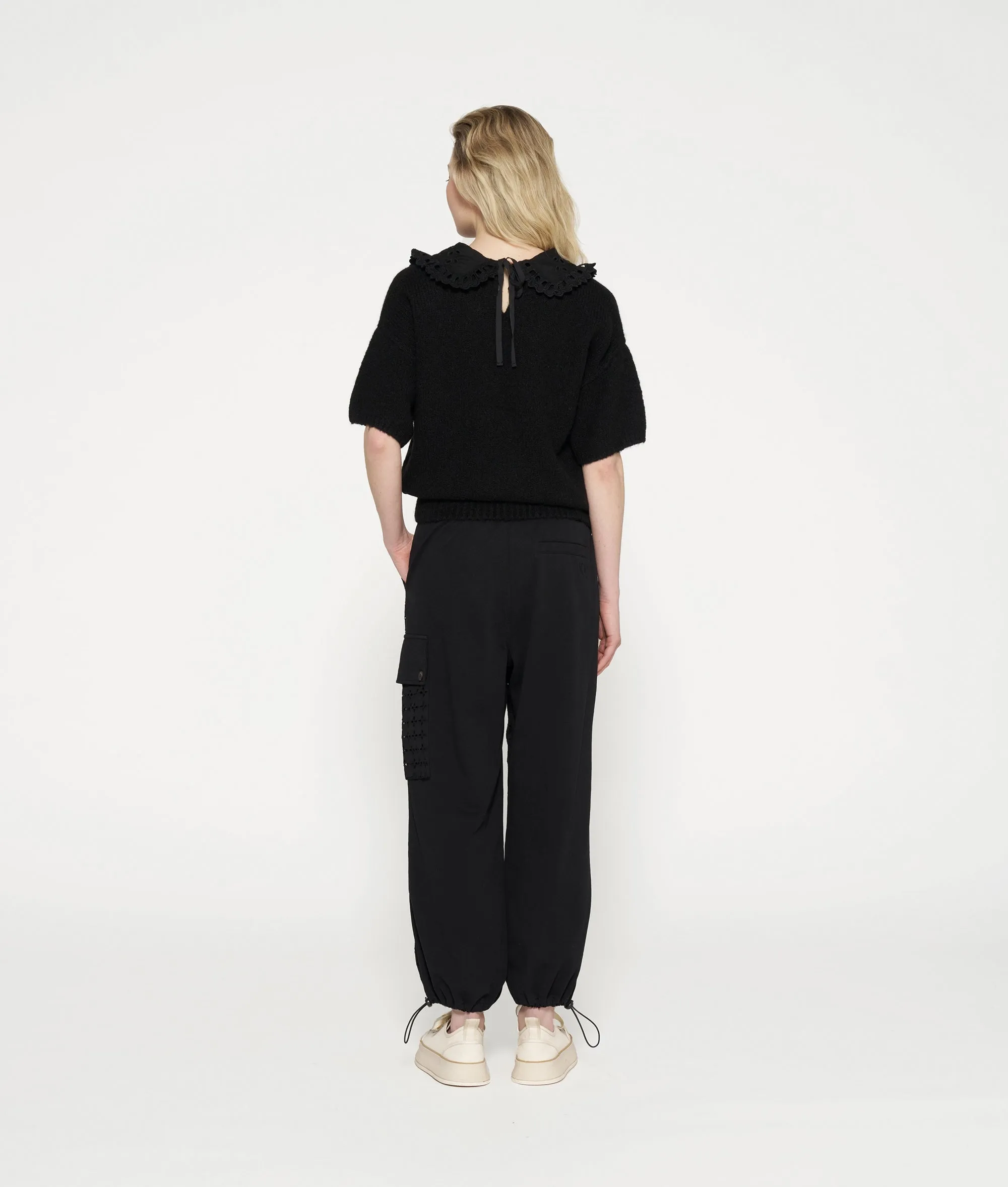 short sleeve ruffle knit sweater | black sold by 10days product image thumbnail 4