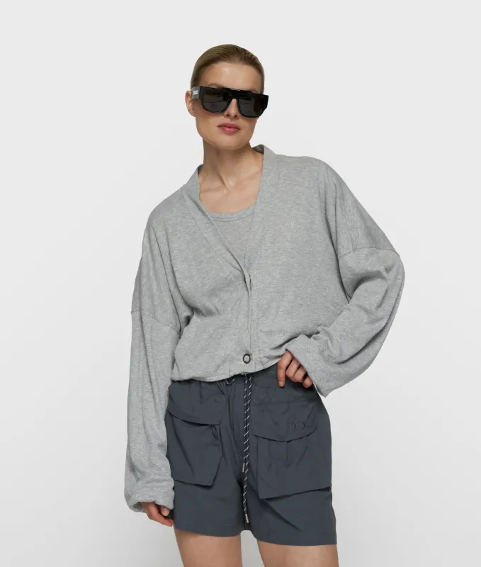 soft rib cardigan | light grey melee made by 10days
