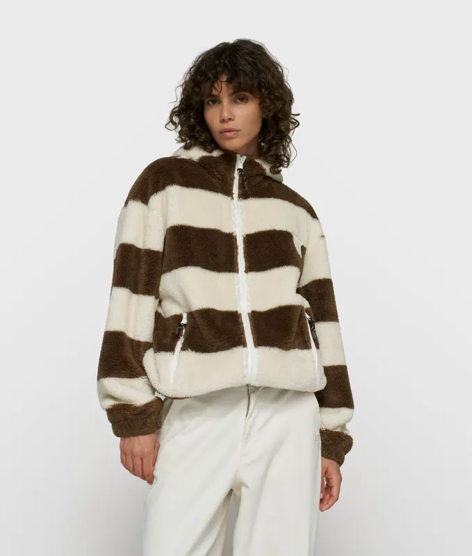 teddy zip hoodie stripes | pearl/brown made by 10days