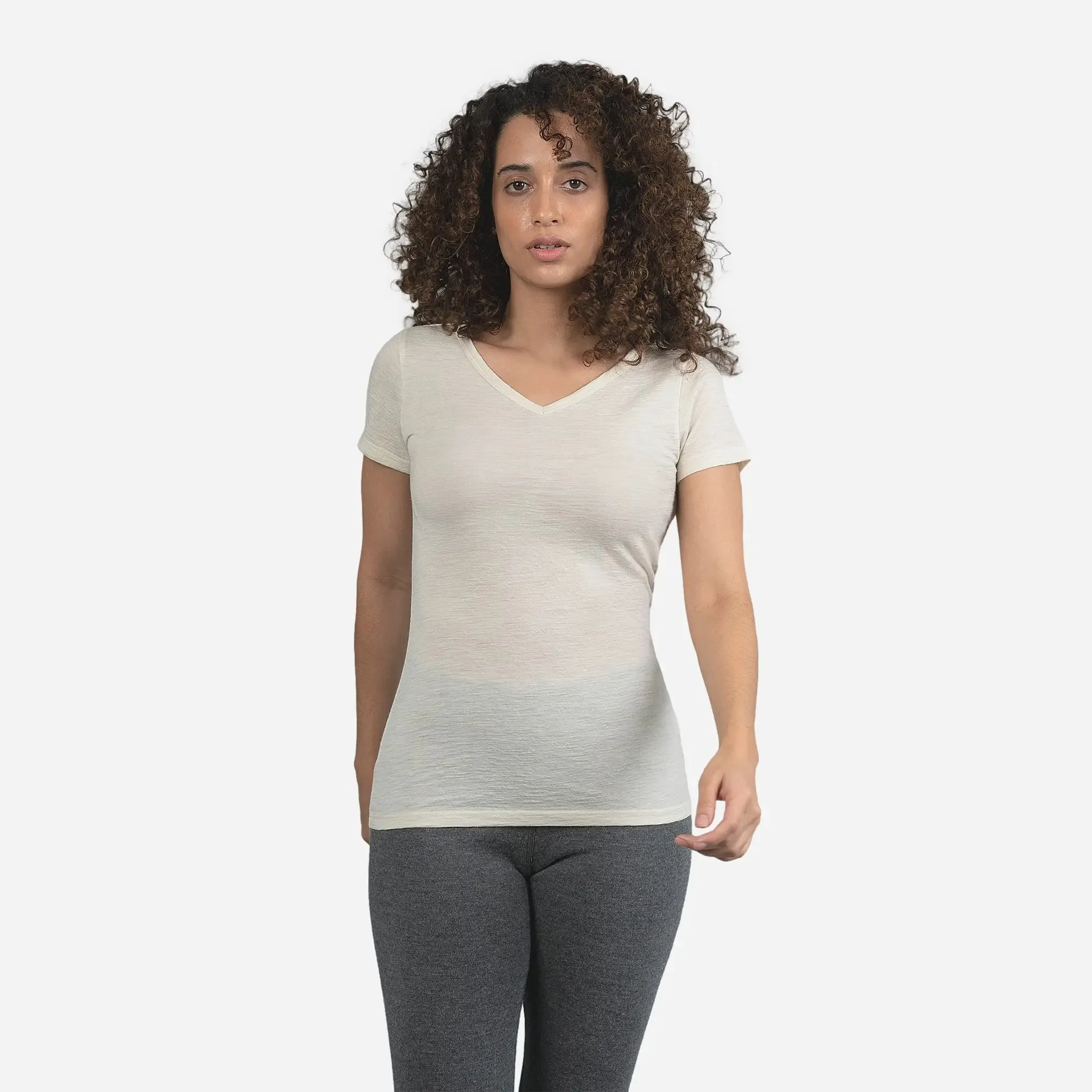 Women's Alpaca Wool T-Shirt: 160 Ultralight V-Neck sold by Arms of Andes product image thumbnail 5