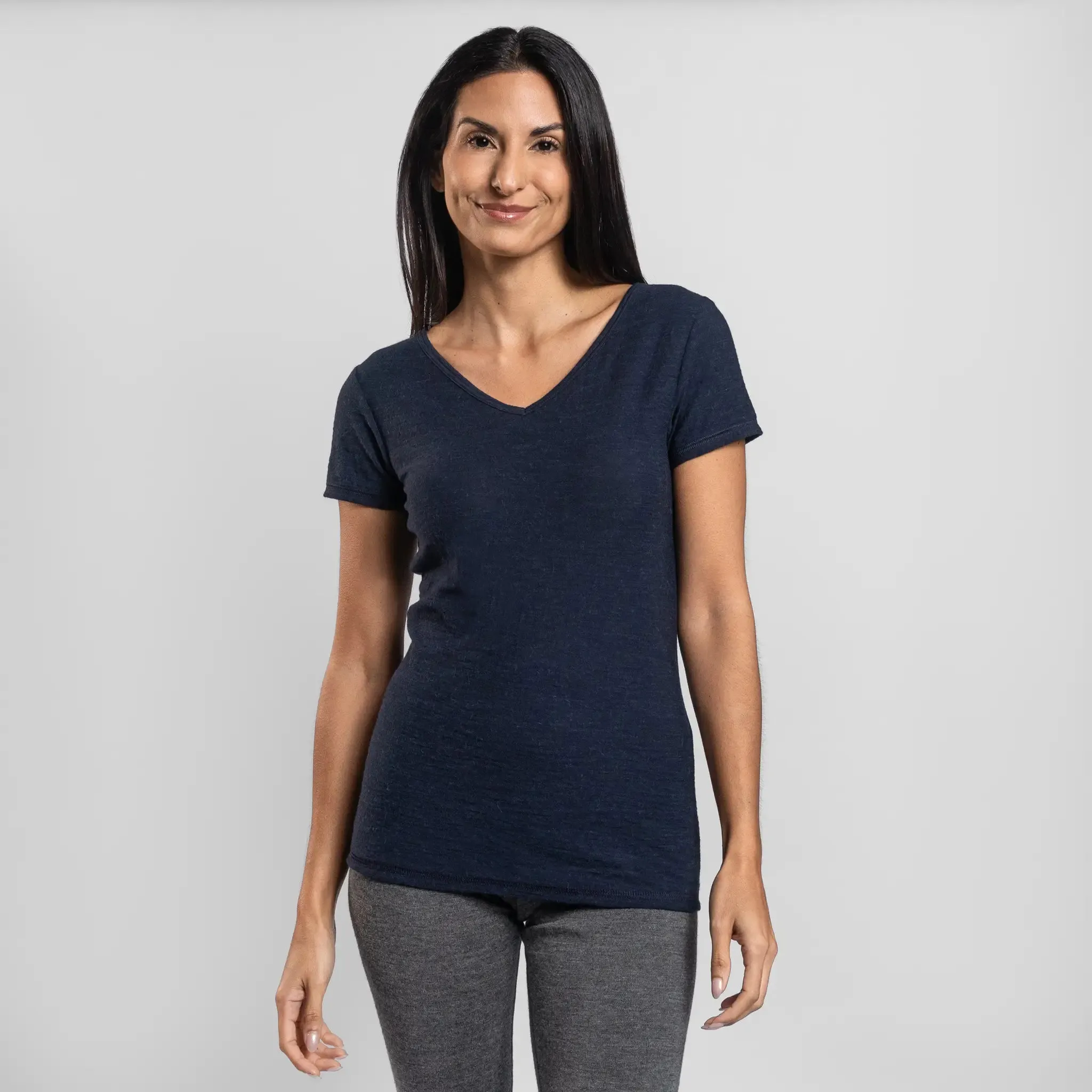 Women's Alpaca Wool T-Shirt: 160 Ultralight V-Neck sold by Arms of Andes