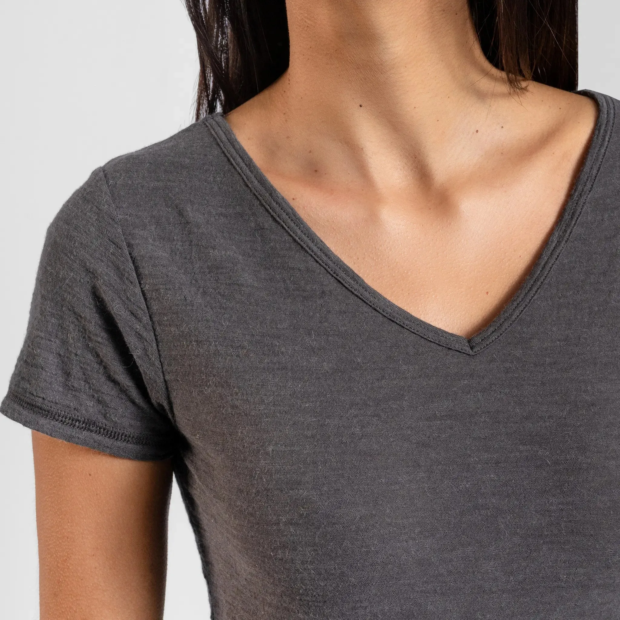 Women's Alpaca Wool T-Shirt: 160 Ultralight V-Neck sold by Arms of Andes product image thumbnail 2