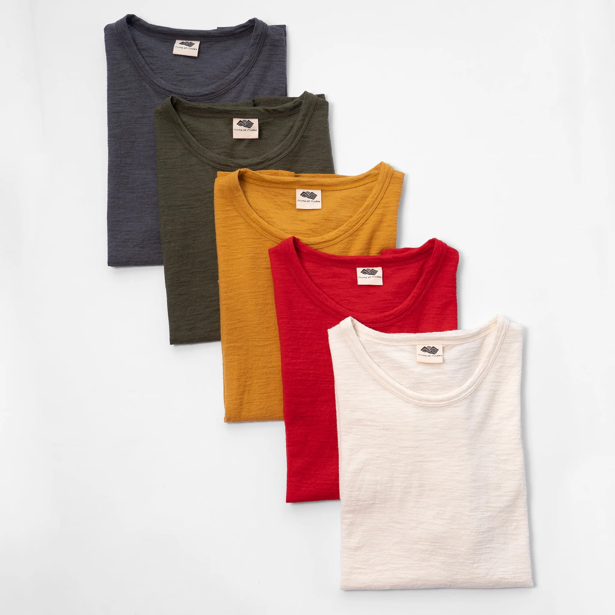 5 Pack Bundle - Men's Alpaca Wool T-Shirt: 160 Ultralight Crew Neck sold by Arms of Andes