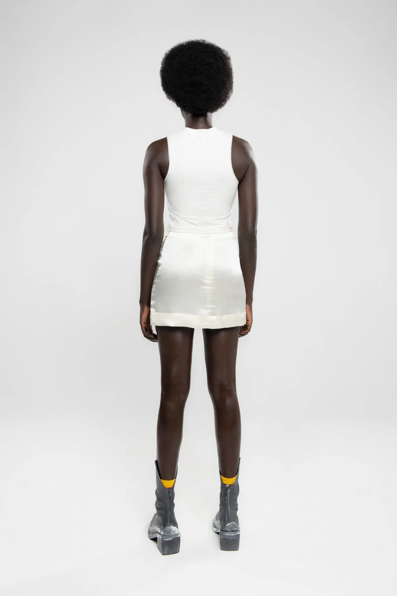 Ivy Pearl White Silk Mini Skirt sold by Makara Wear product image thumbnail 3