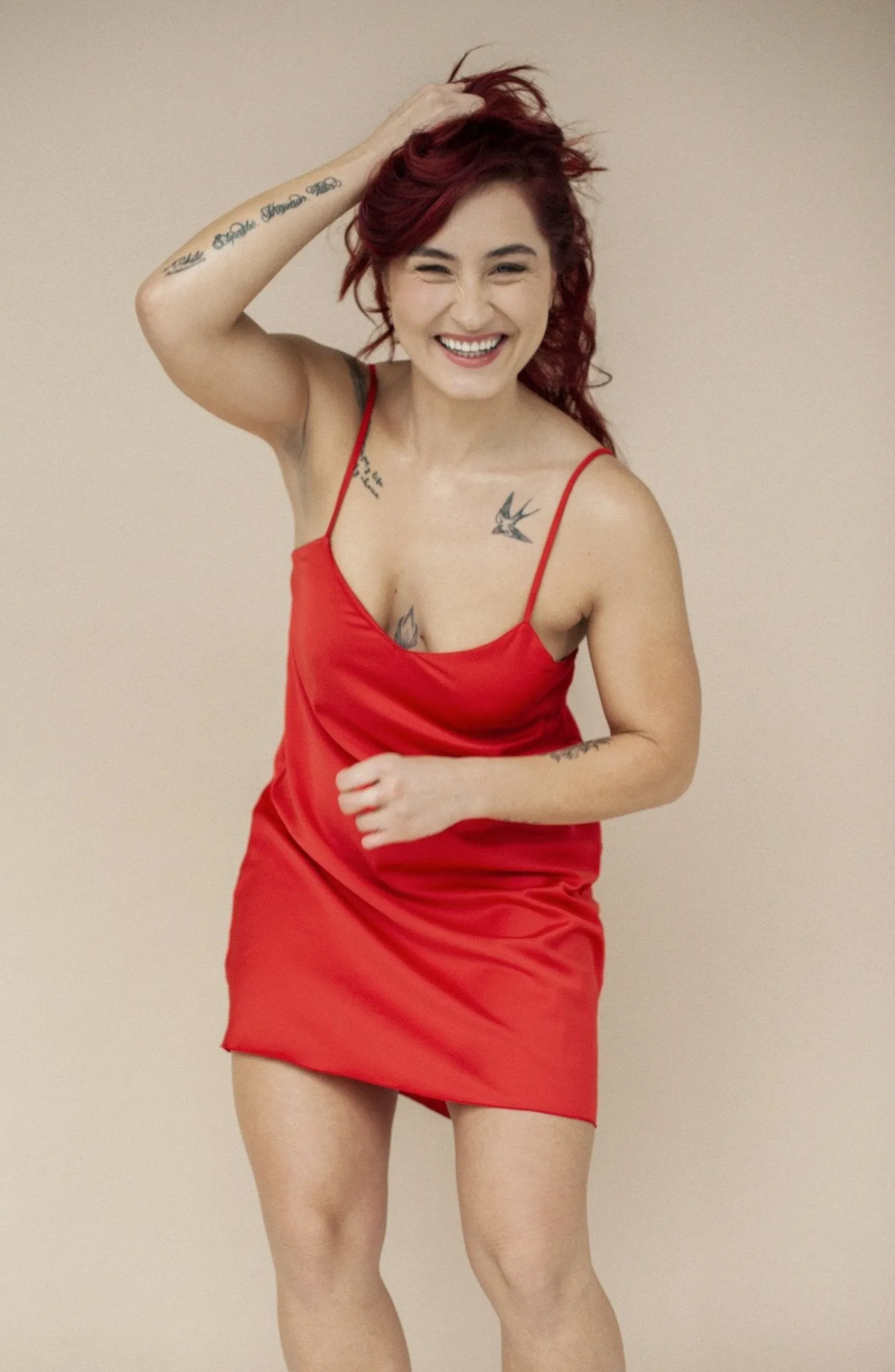 Upcycled Rose Red Slip Dress sold by Makara Wear product image thumbnail 3