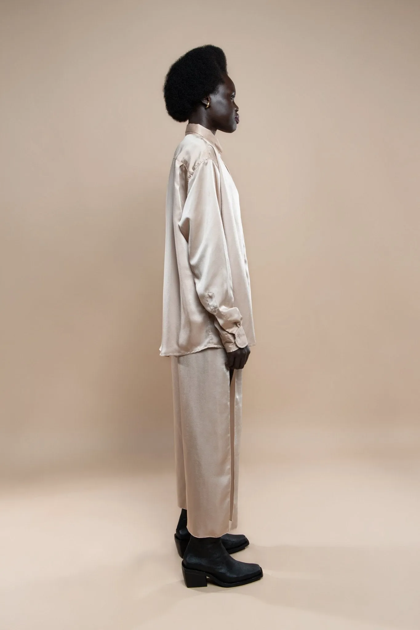 Upcycled Nude Satin Melrose Pants sold by Makara Wear product image thumbnail 3