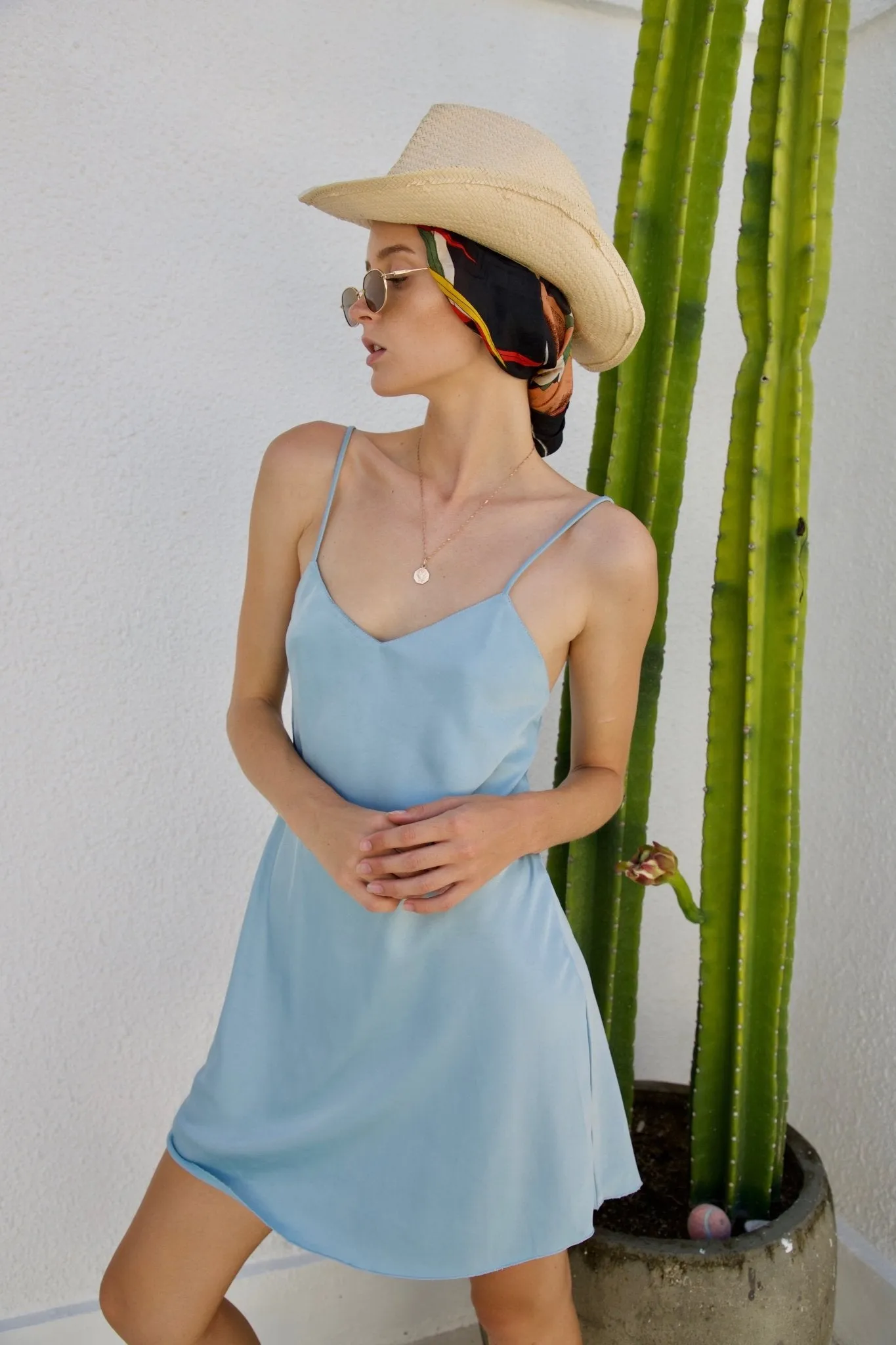 Upcycled Ice Blue Slip Dress sold by Makara Wear product image thumbnail 2