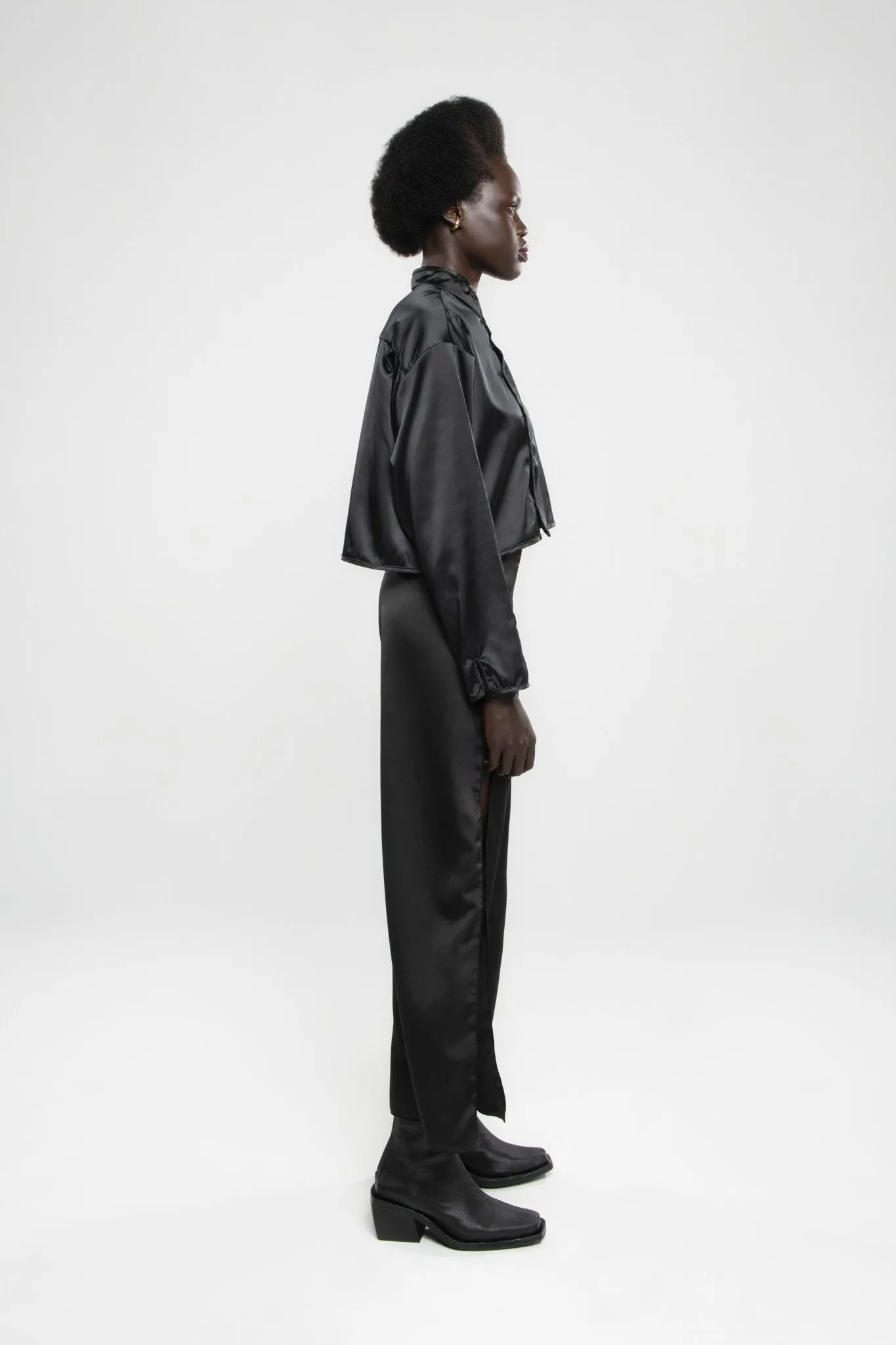 Upcycled Black Satin Melrose Pants sold by Makara Wear product image thumbnail 3