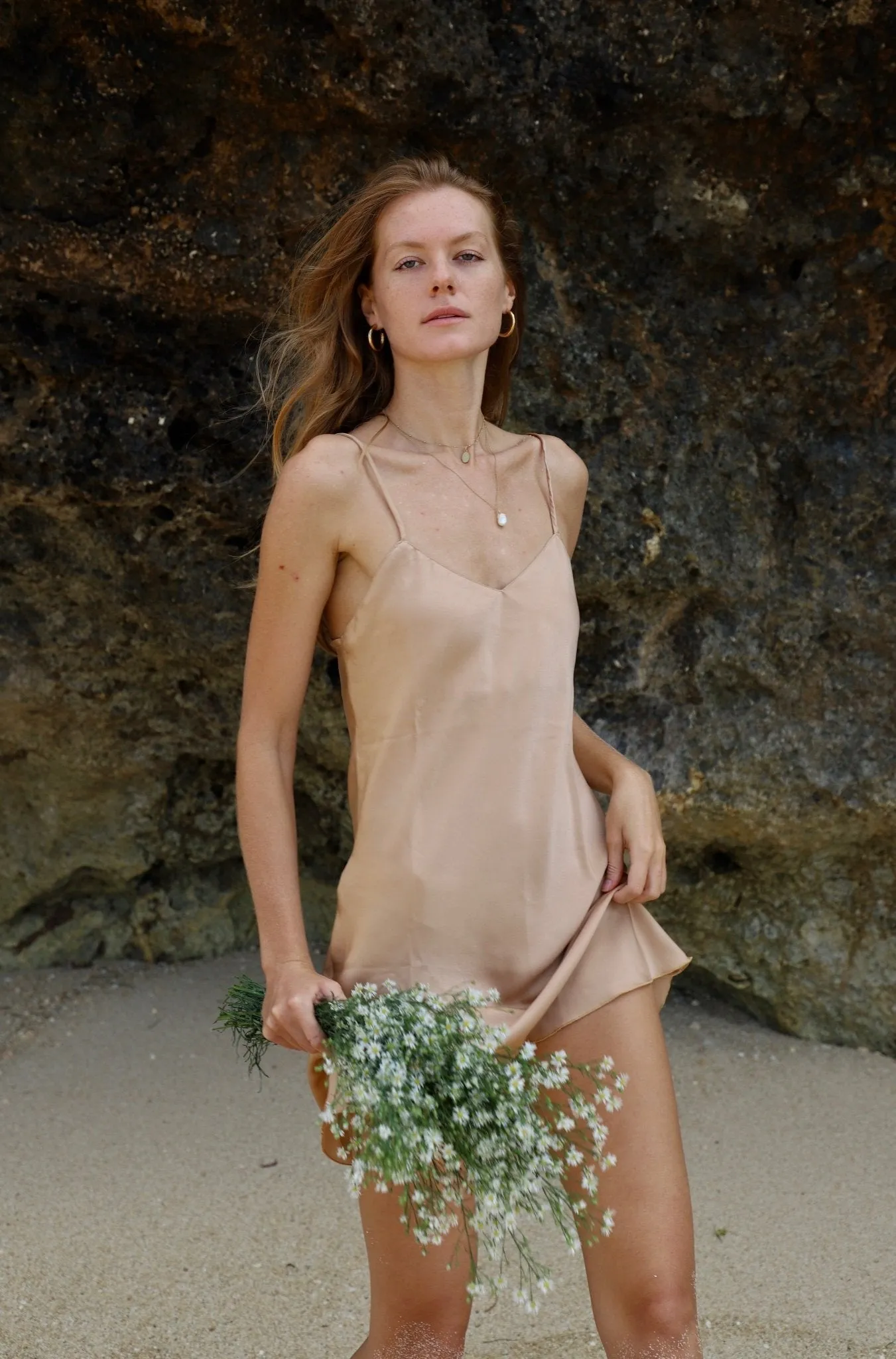Upcycled Creme Nude Slip Dress sold by Makara Wear product image thumbnail 4