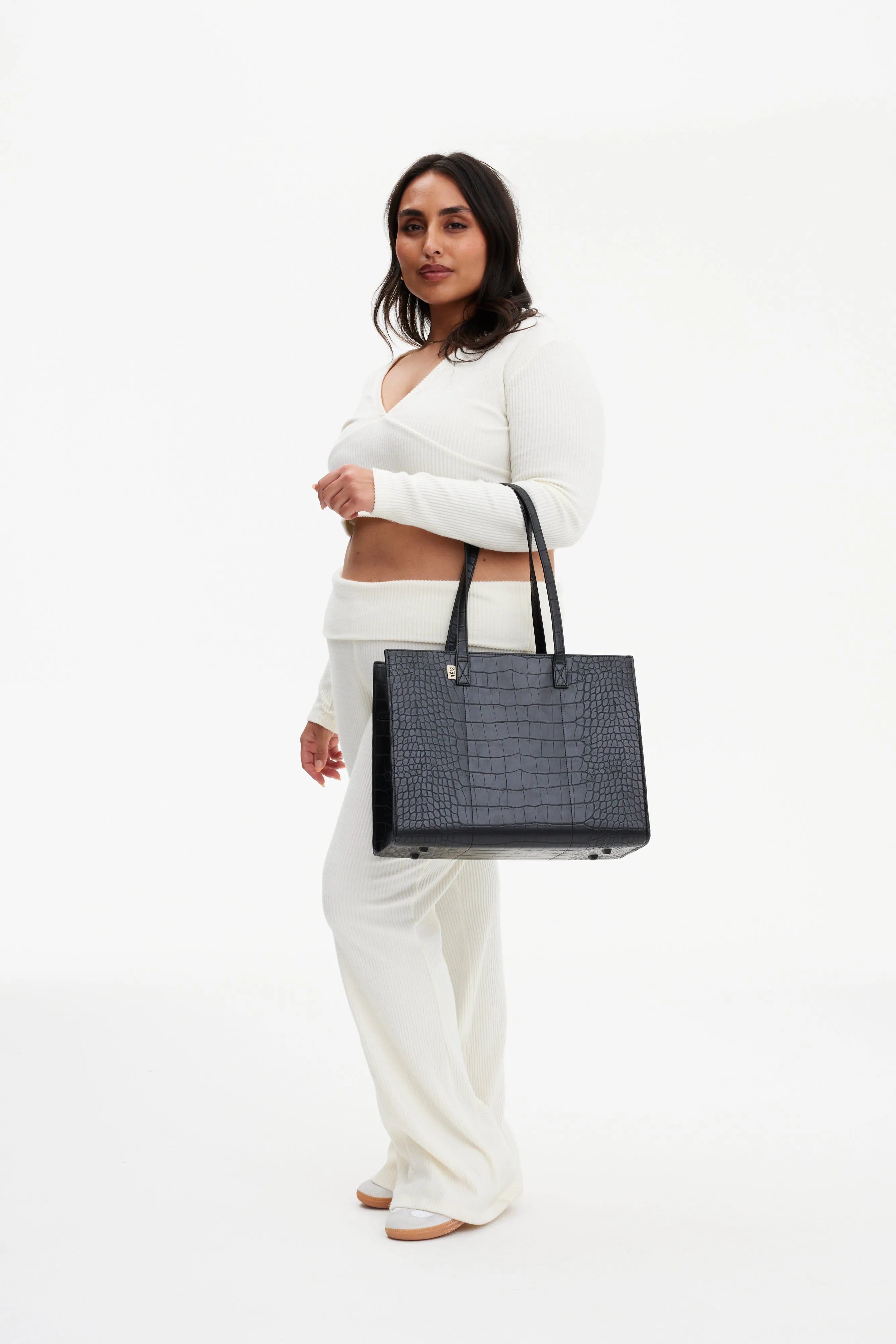The Work Tote in Black Croc sold by Beis product image thumbnail 5