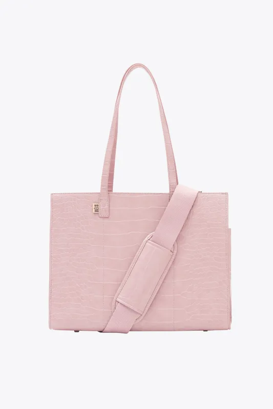 The Work Tote in Atlas Pink Croc sold by Beis