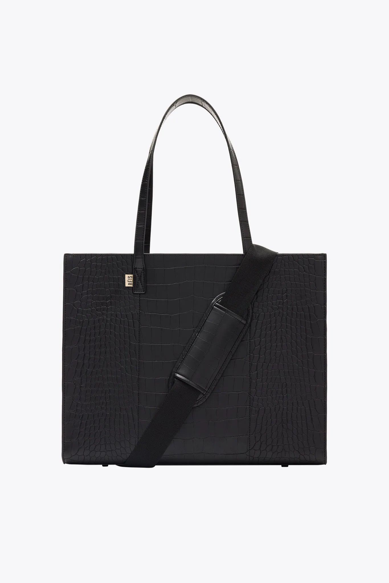 The Large Work Tote in Black Croc sold by Beis