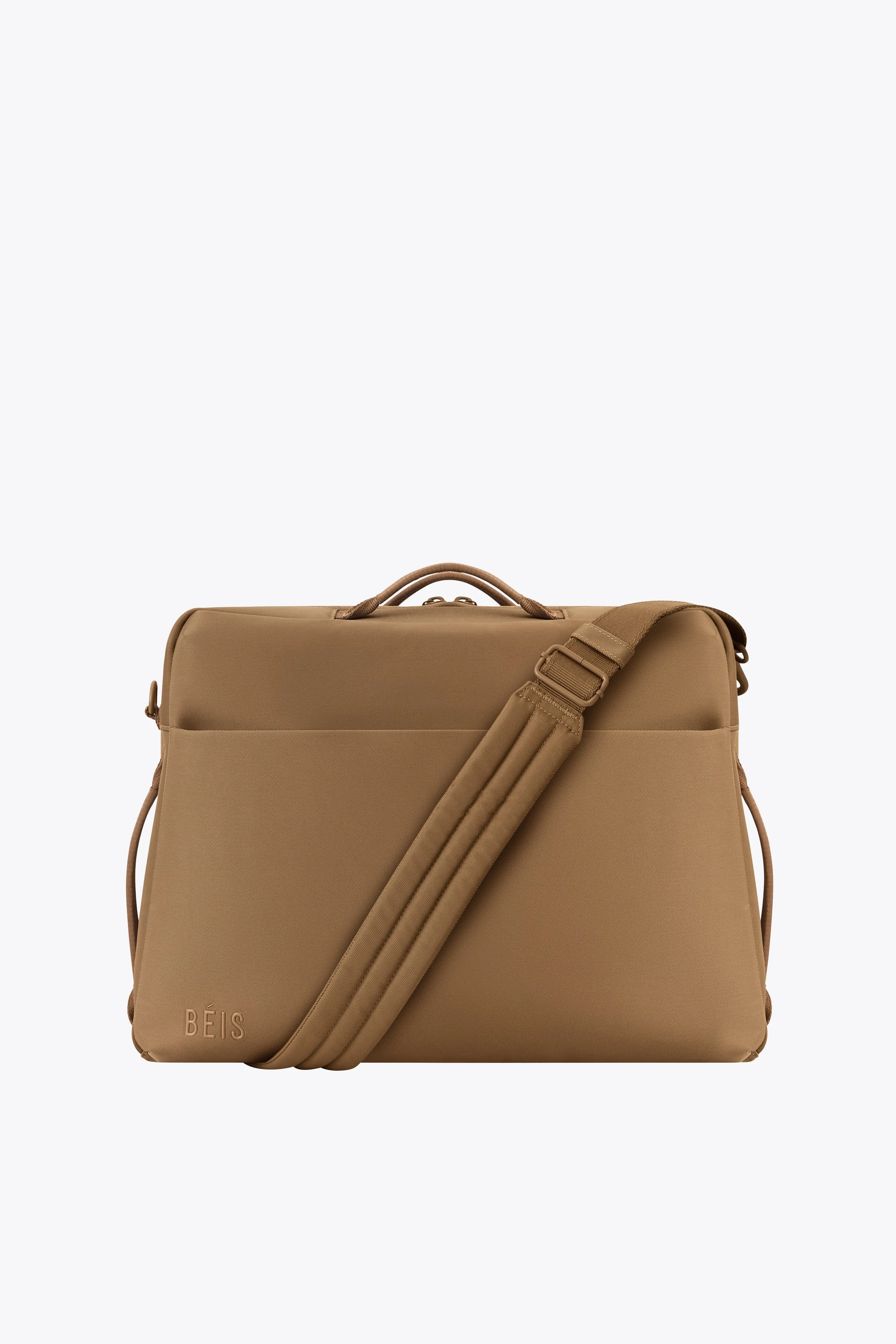 The Ultimate Travel Duffle in Camel sold by Beis