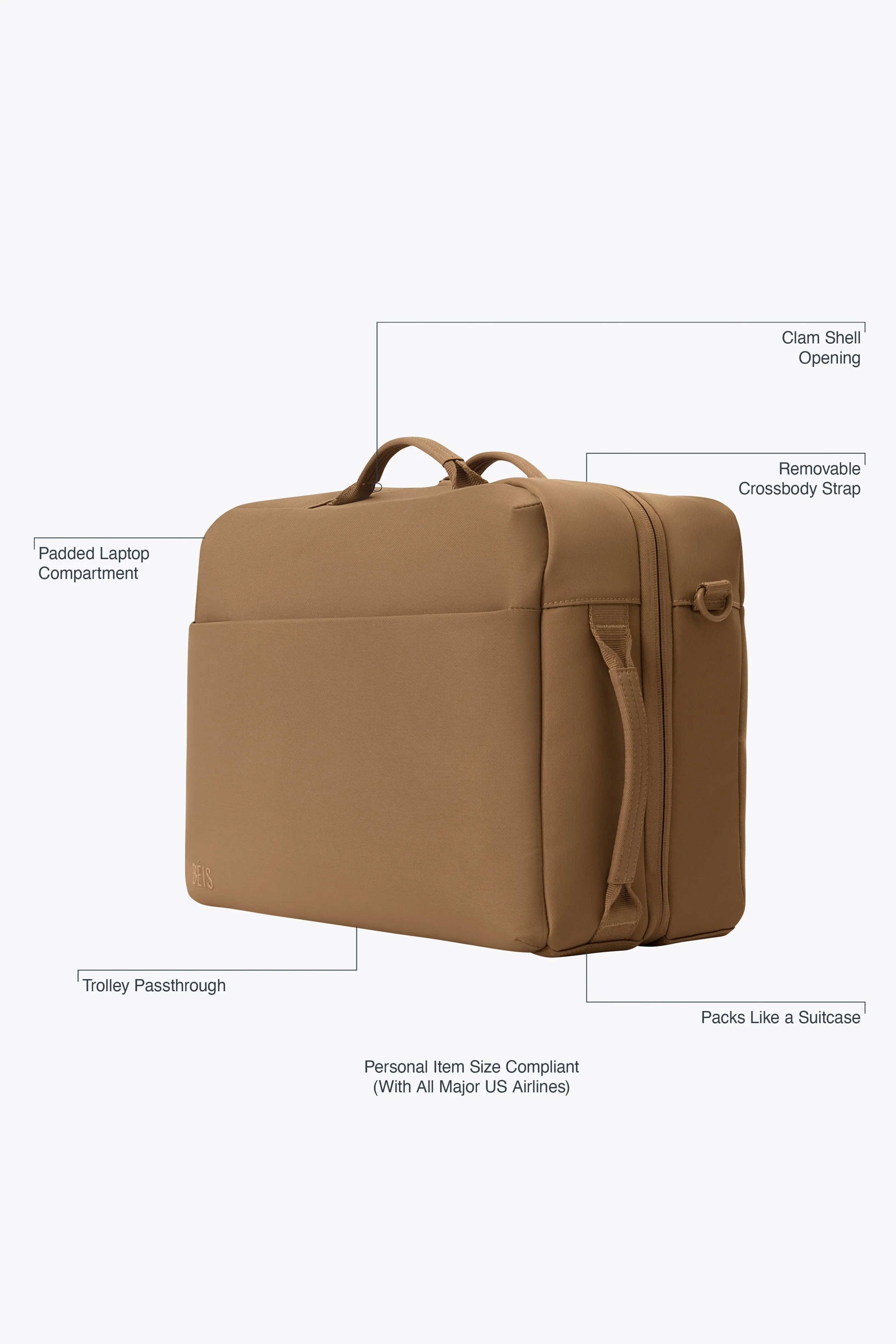 The Ultimate Travel Duffle in Camel sold by Beis product image thumbnail 2