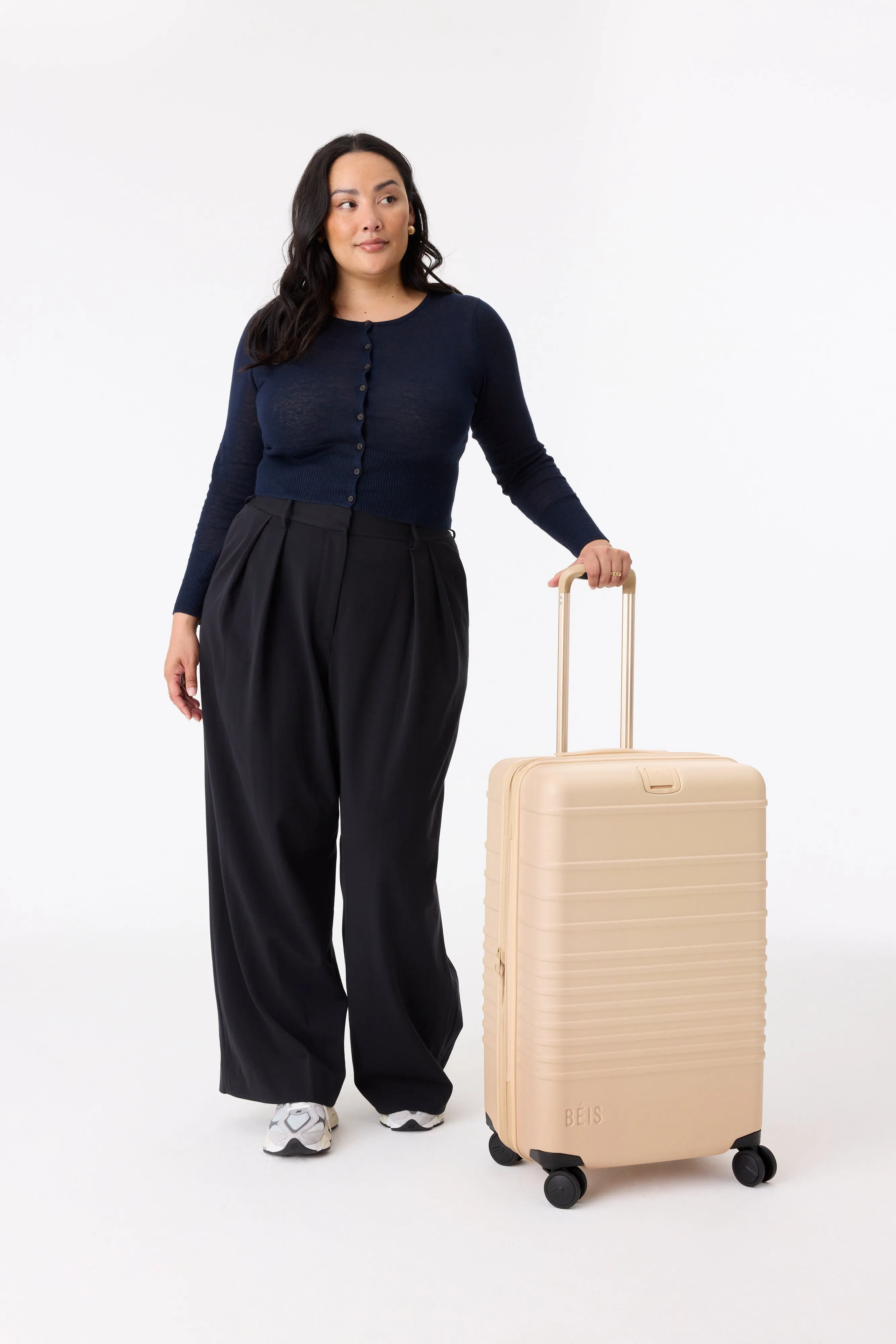 The Medium Check-In Roller in Beige sold by Beis product image thumbnail 5