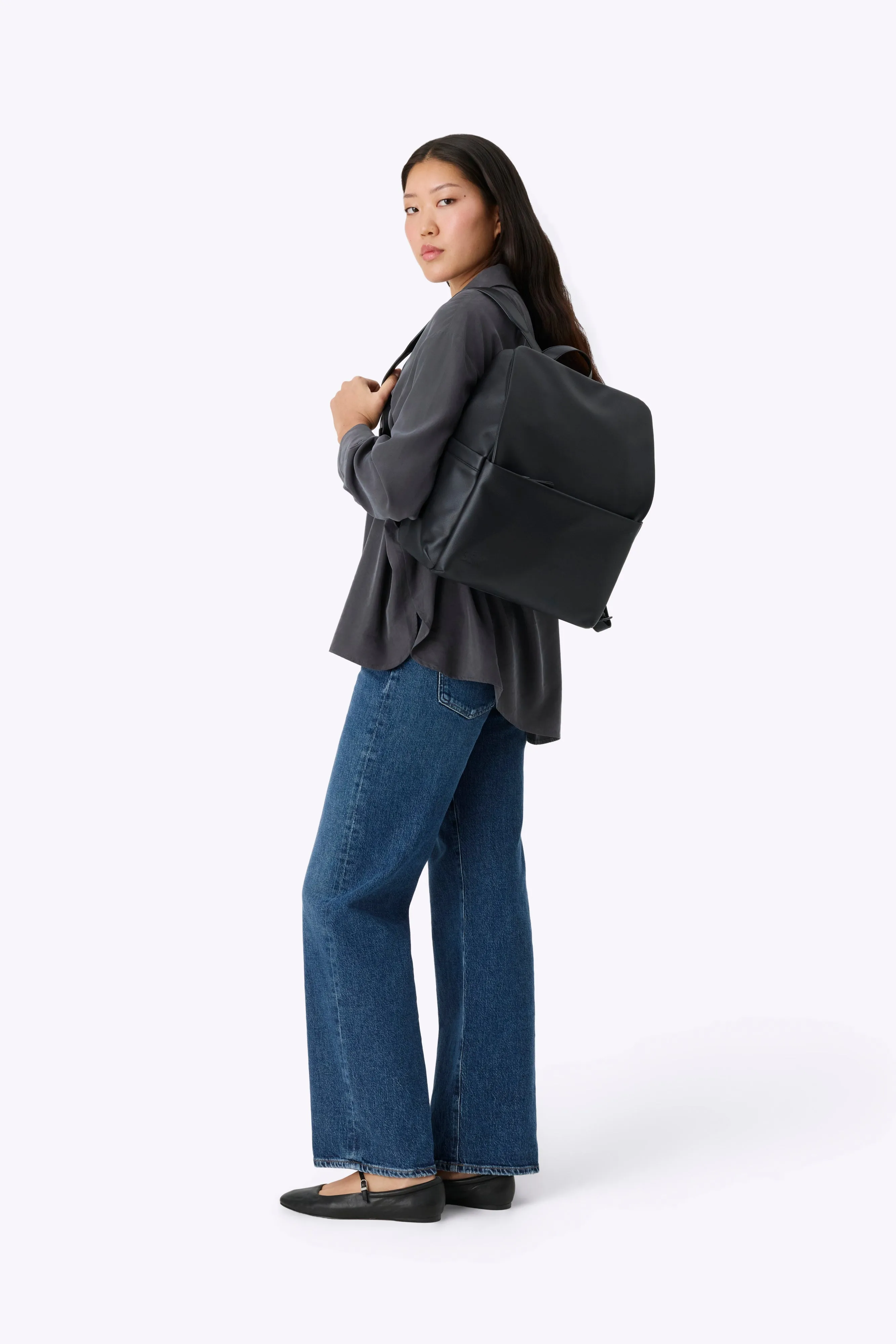 The Everyday Diaper Backpack in Black Vegan Leather sold by Beis product image thumbnail 4