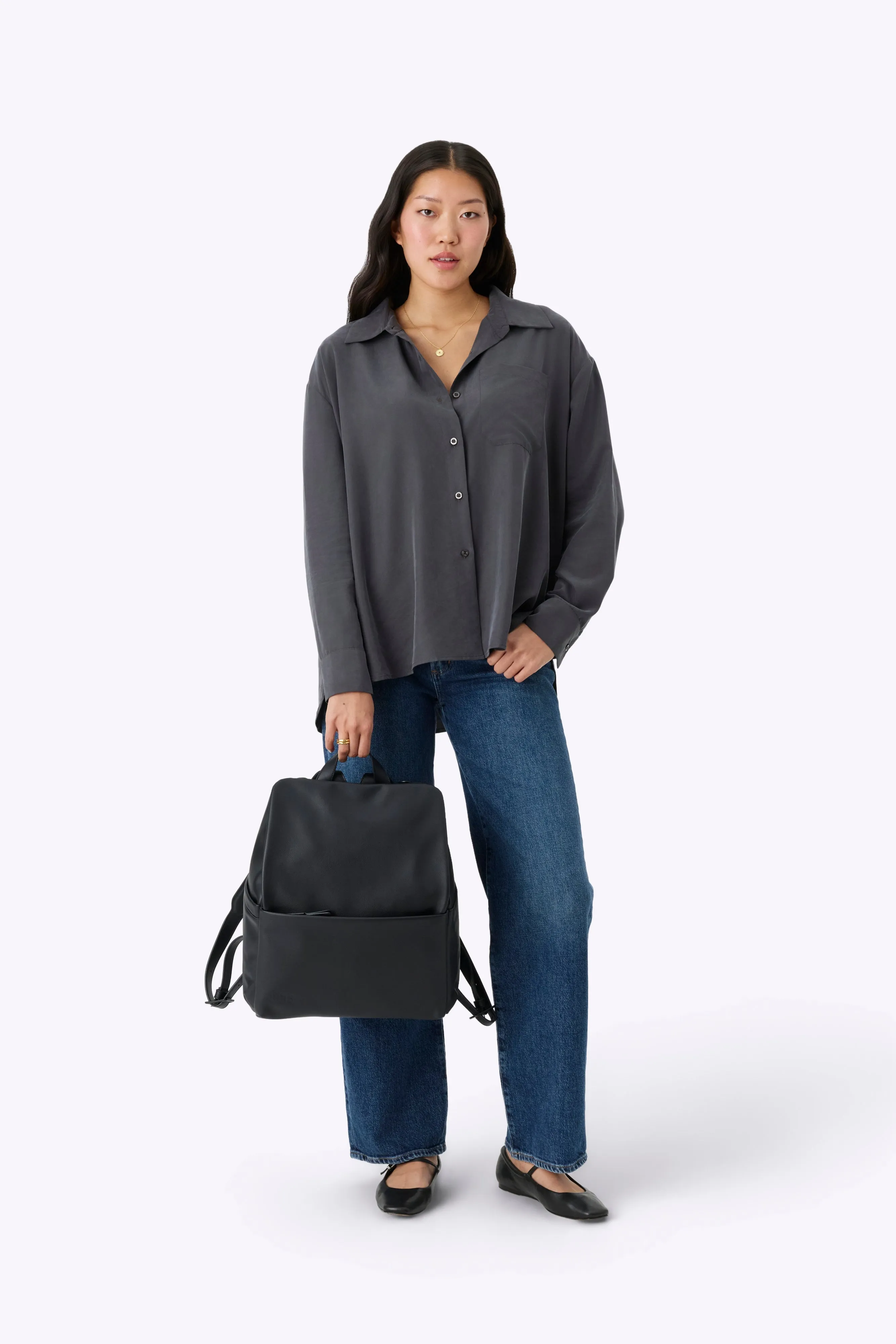 The Everyday Diaper Backpack in Black Vegan Leather sold by Beis product image thumbnail 5