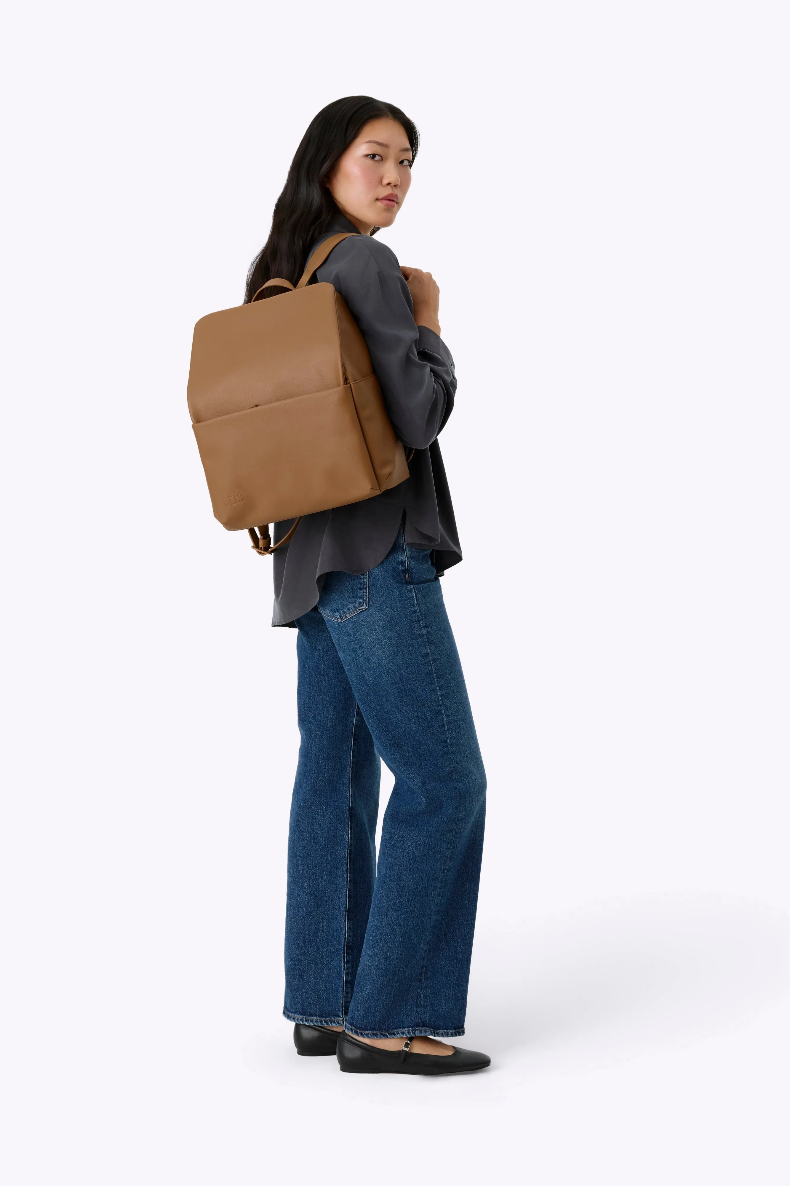 The Everyday Diaper Backpack in Camel Vegan Leather sold by Beis product image thumbnail 4