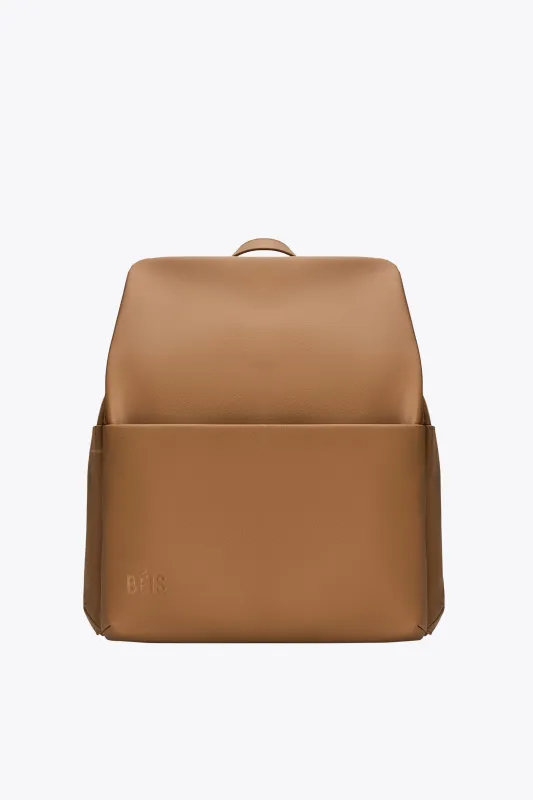 The Everyday Diaper Backpack in Camel Vegan Leather sold by Beis