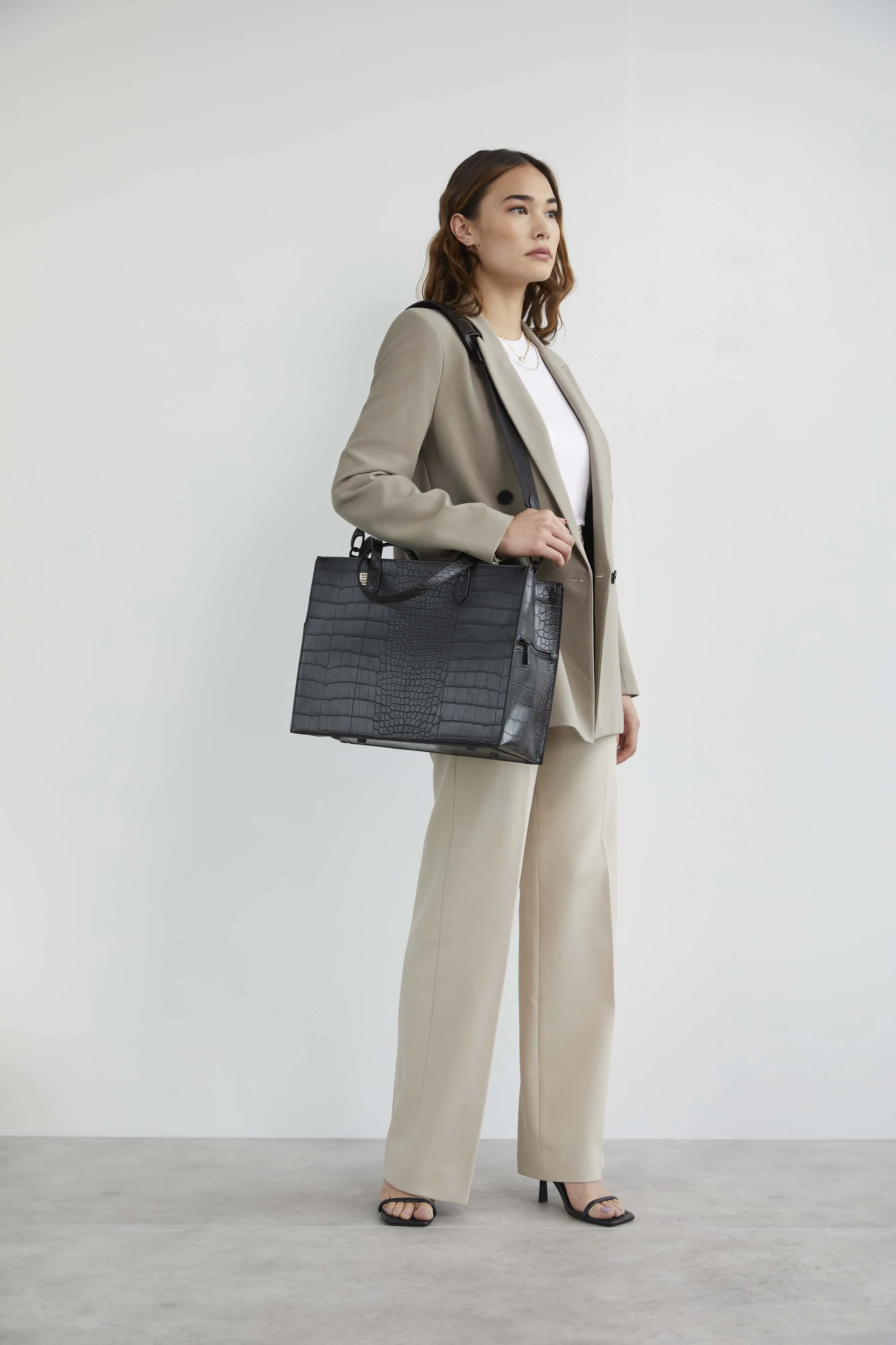 The Work Tote in Black Croc sold by Beis product image thumbnail 2