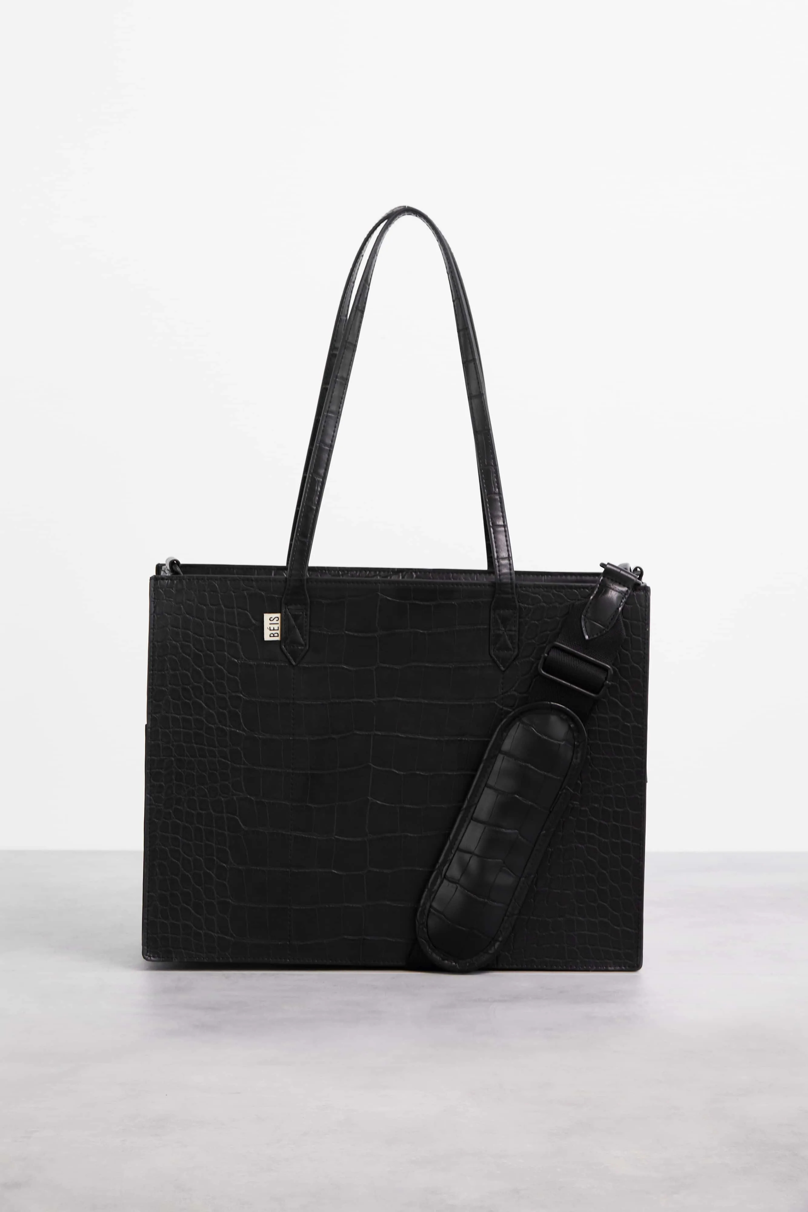 The Work Tote in Black Croc sold by Beis product image thumbnail 3