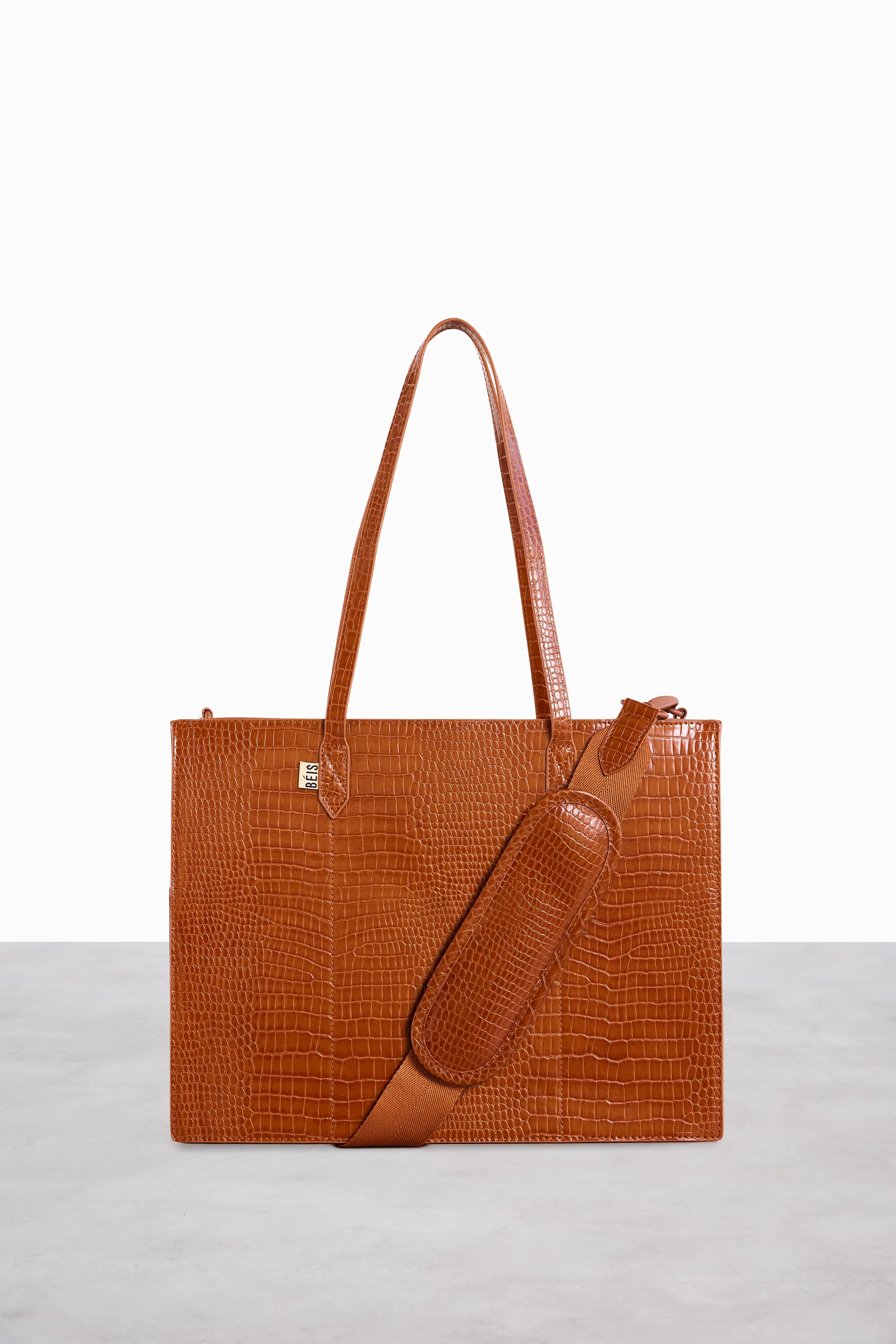 The Work Tote in Cognac Croc sold by Beis product image thumbnail 2