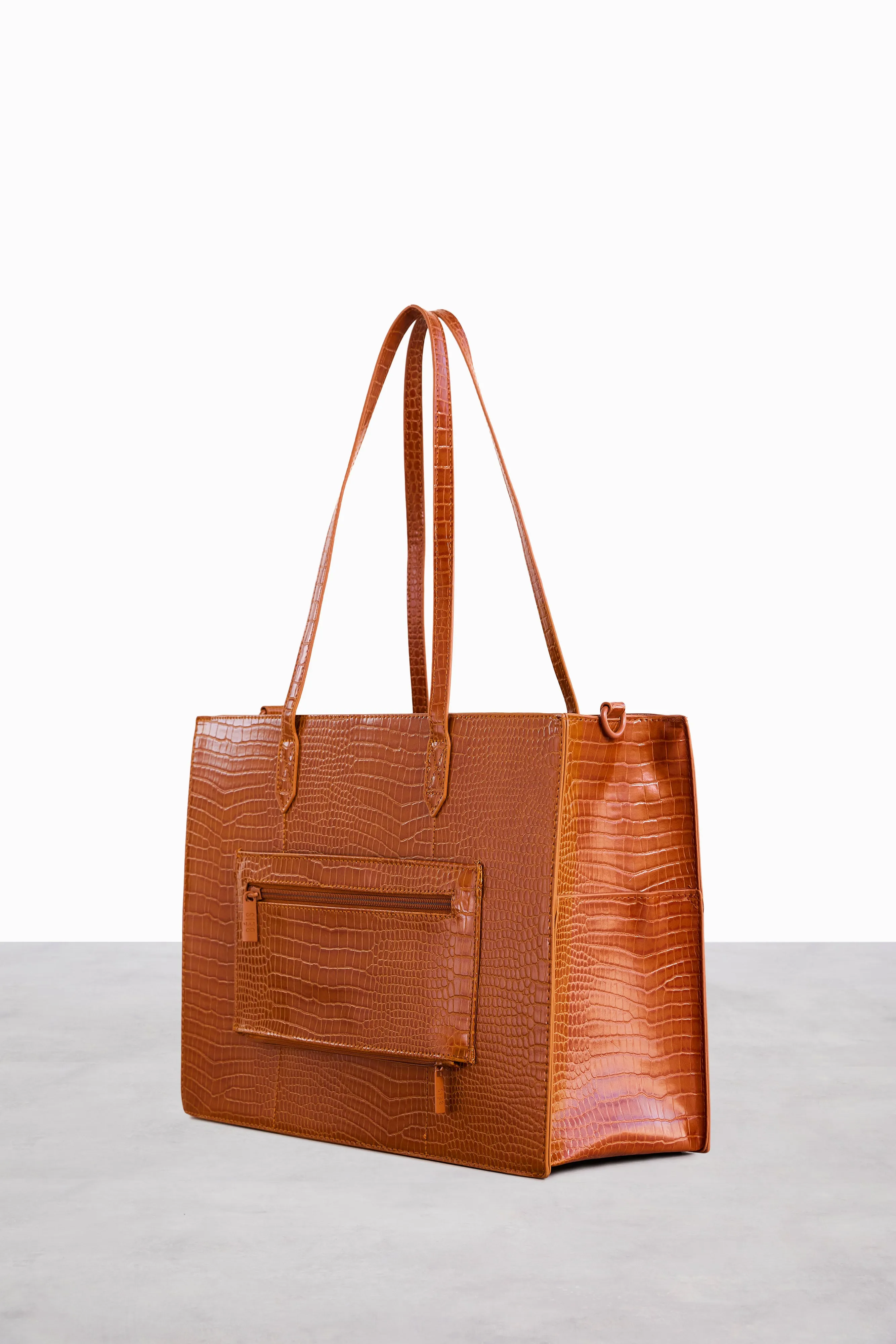 The Work Tote in Cognac Croc sold by Beis product image thumbnail 4