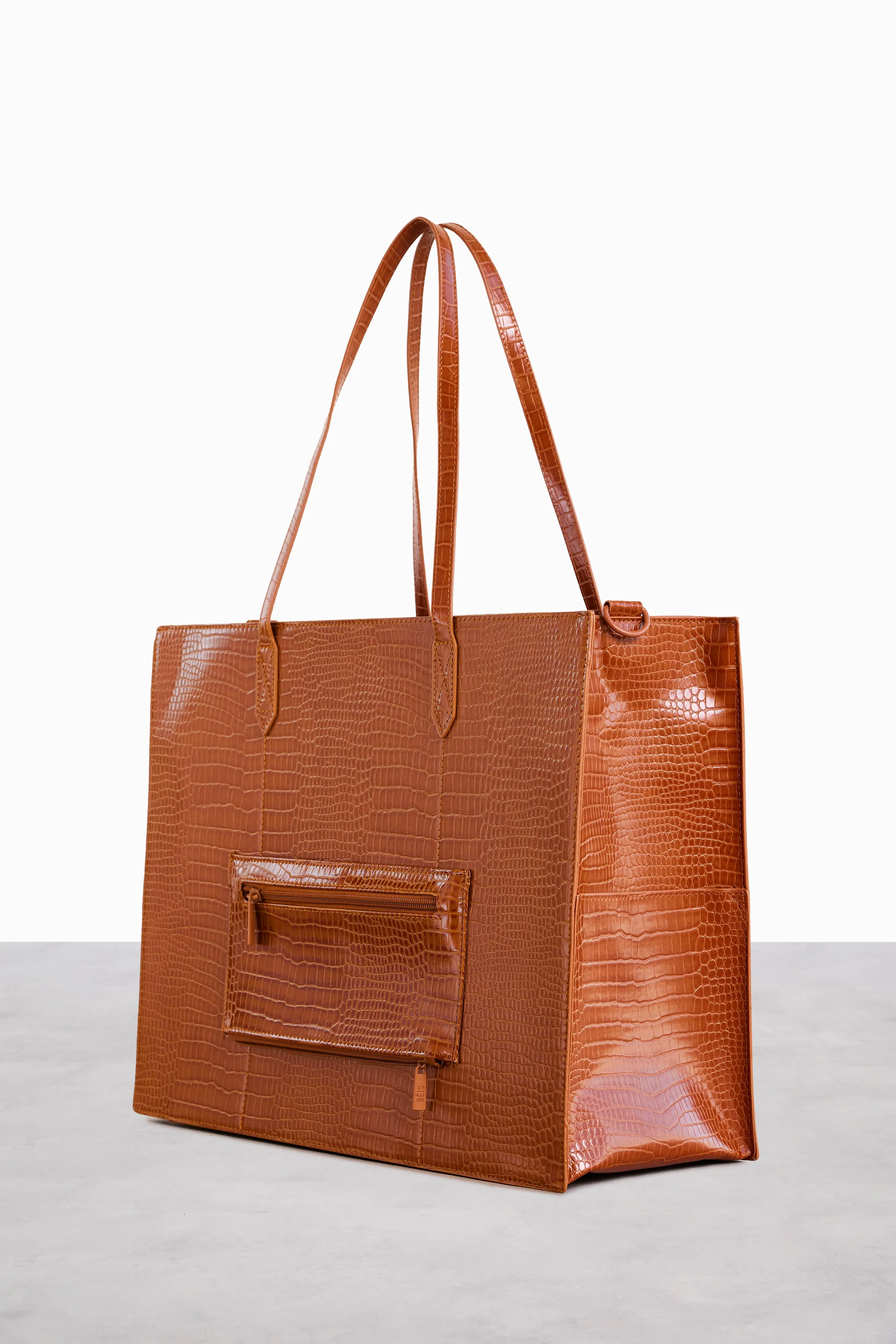 The Large Work Tote in Cognac Croc sold by Beis product image thumbnail 3