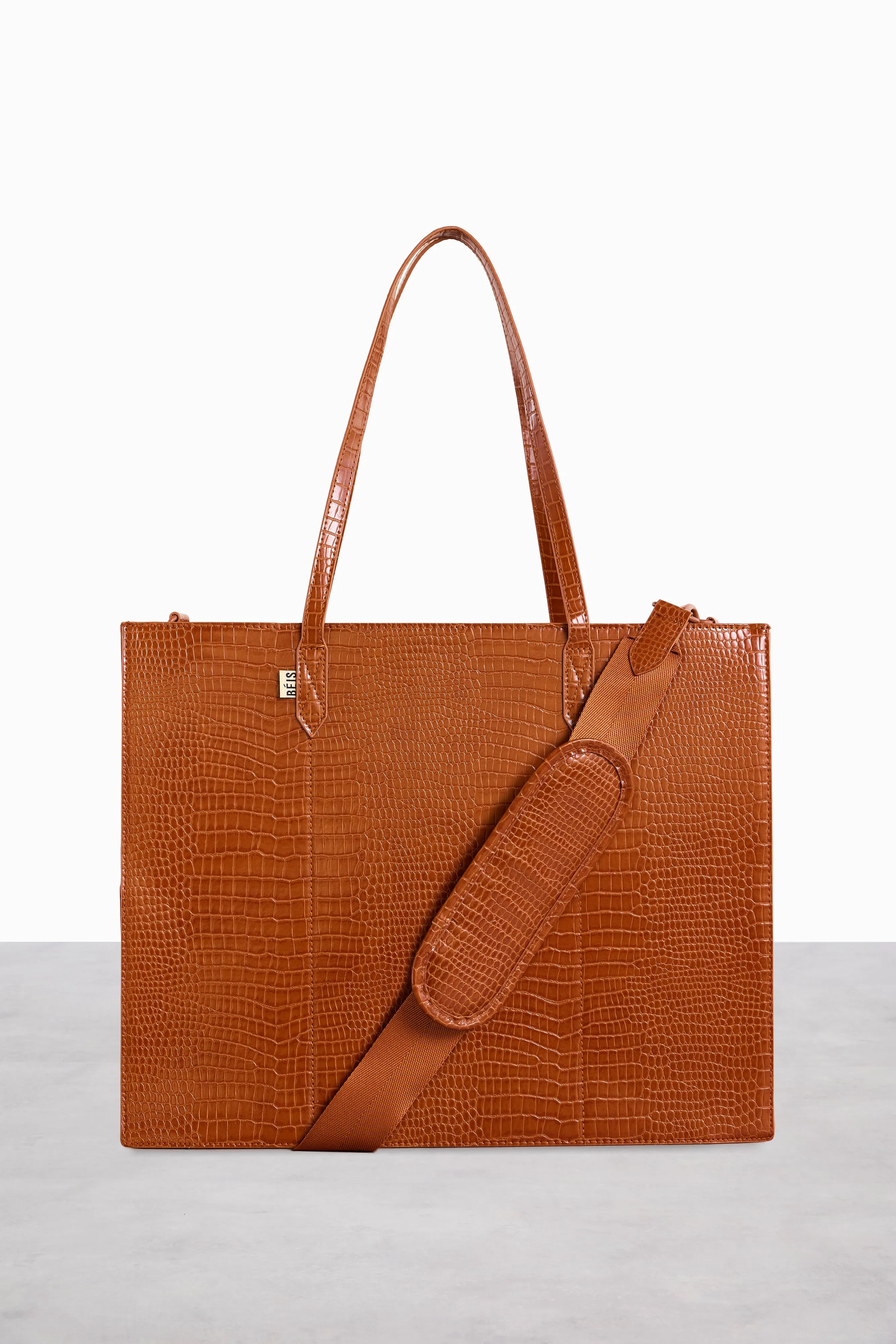 The Large Work Tote in Cognac Croc sold by Beis product image thumbnail 2