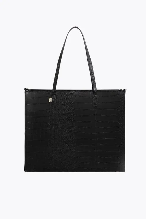 The Large Work Tote in Black Croc sold by Beis