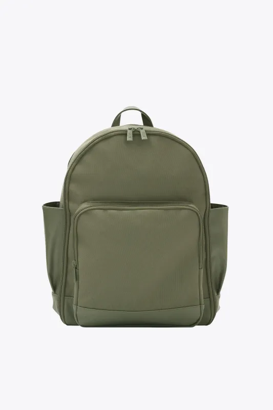 The Travel Backpack in Olive made by Beis